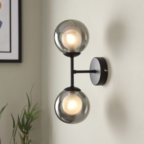 Cole Matt black Double Wired LED Wall light
