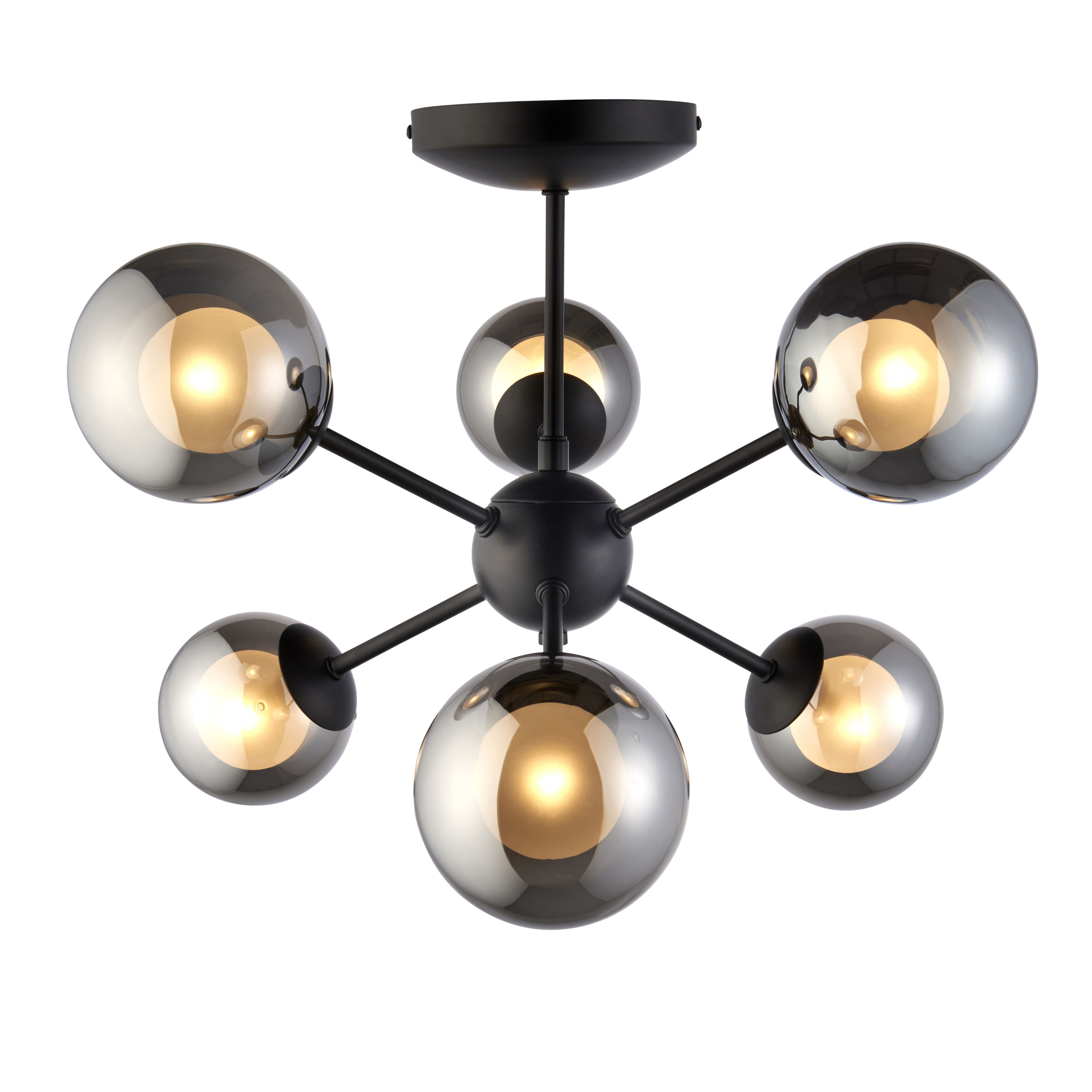 Cole Modern Glass & steel Black 6 Lamp LED Ceiling light