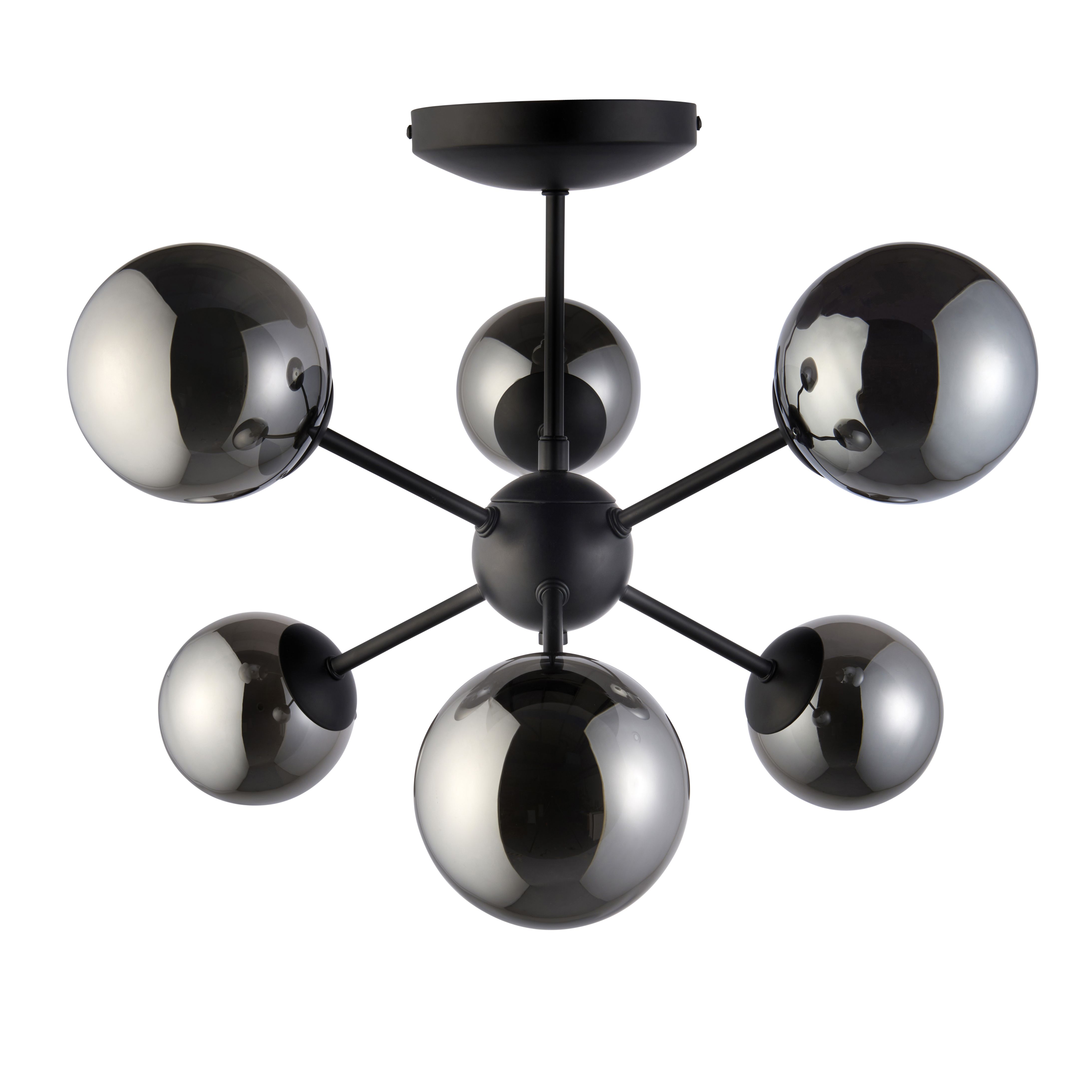 Cole Modern Glass & steel Black 6 Lamp LED Ceiling light