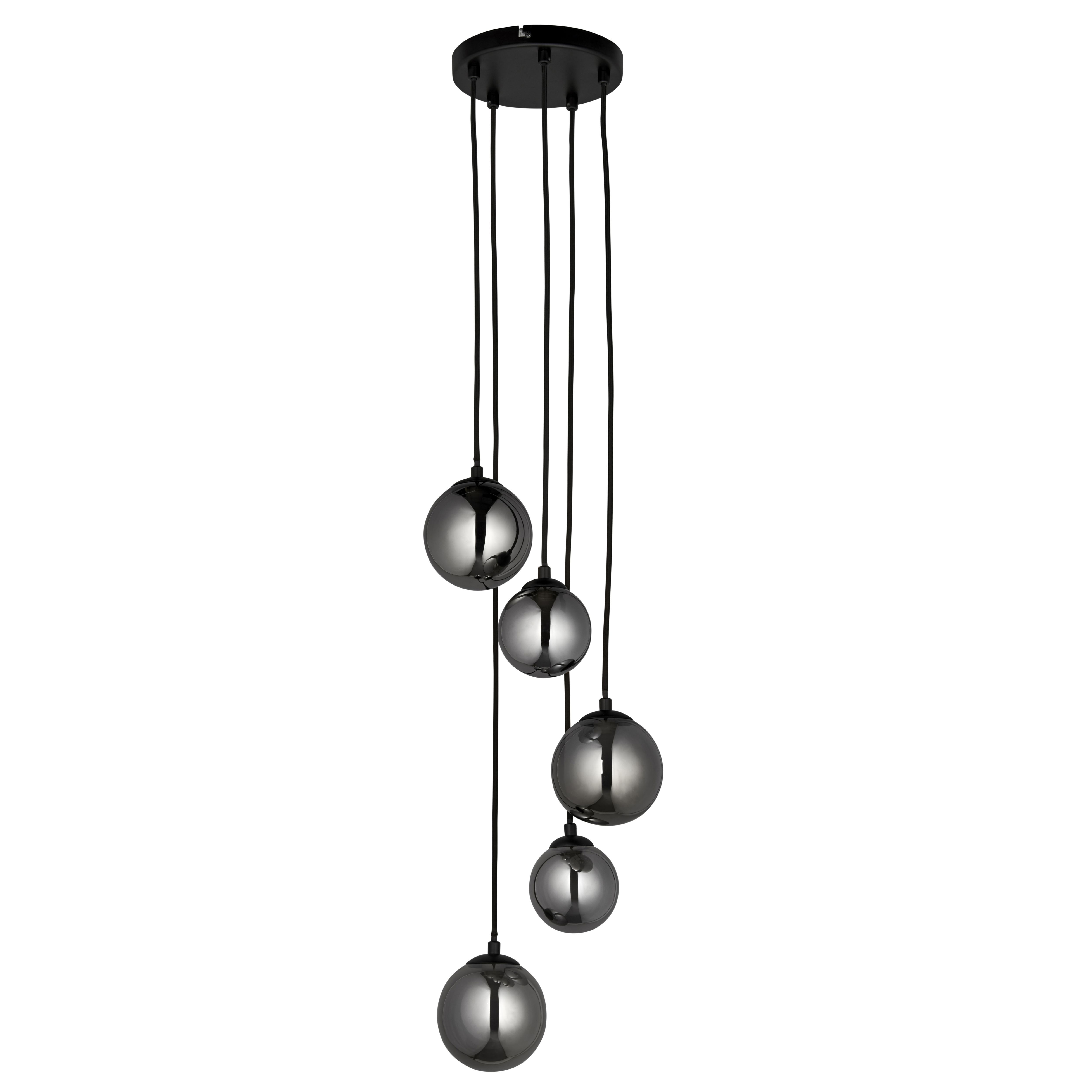 Cole Retro Glass & steel Black 5 Lamp LED Ceiling light