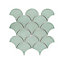 Colline Green Gloss Scallop Ceramic Mosaic tile sheet, (L)259mm (W)273mm