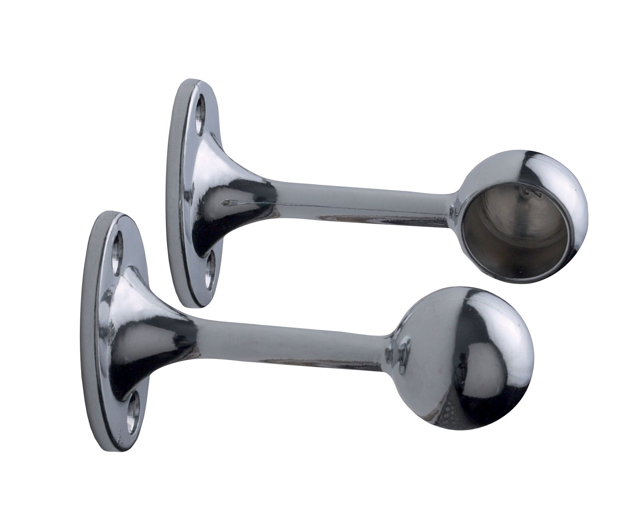 Colorail Chrome effect Die-cast metal Rail end bracket (L)89mm (Dia)25mm, Pack of 2