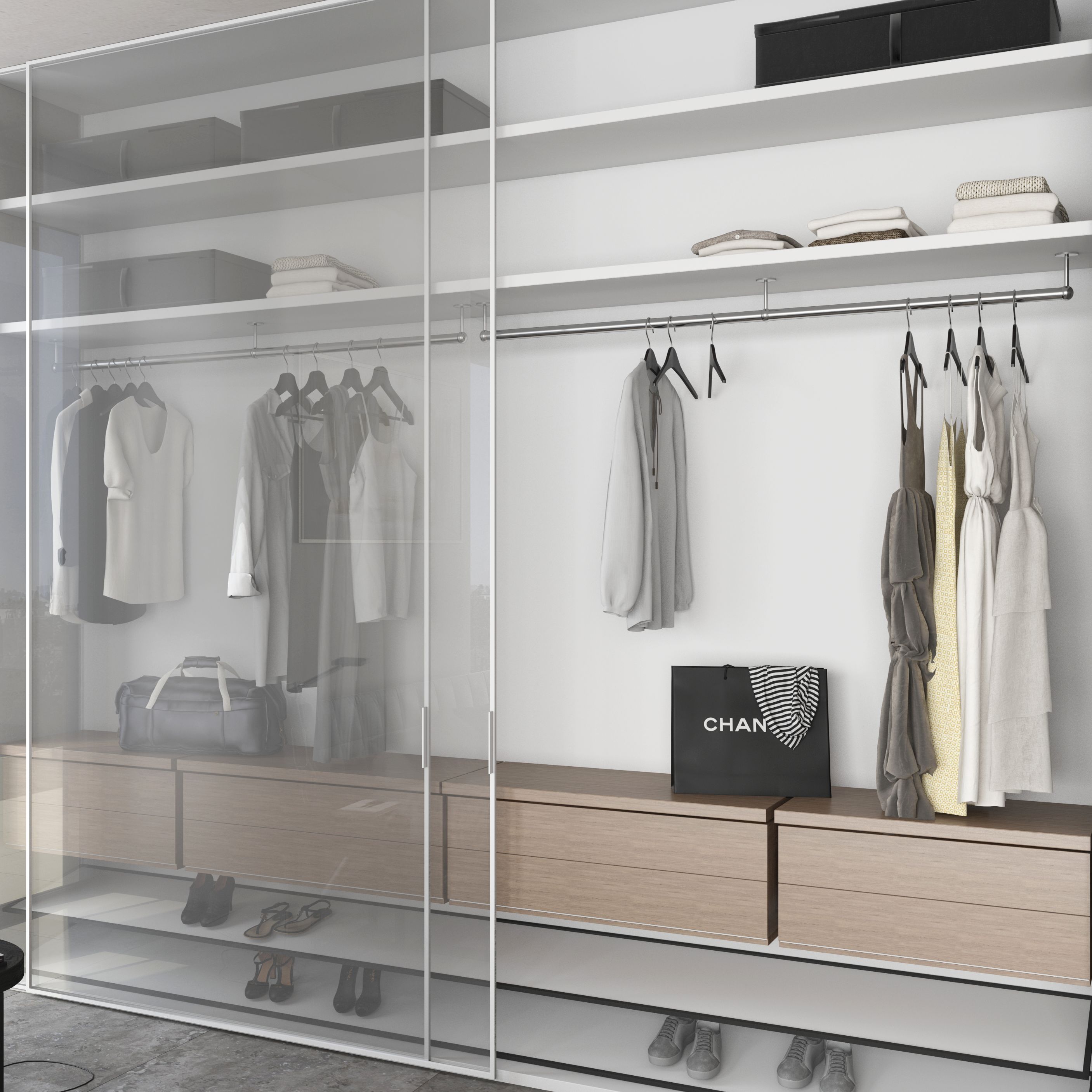 Colorail Polished Chrome effect Stainless steel Round Wardrobe rail, (L ...
