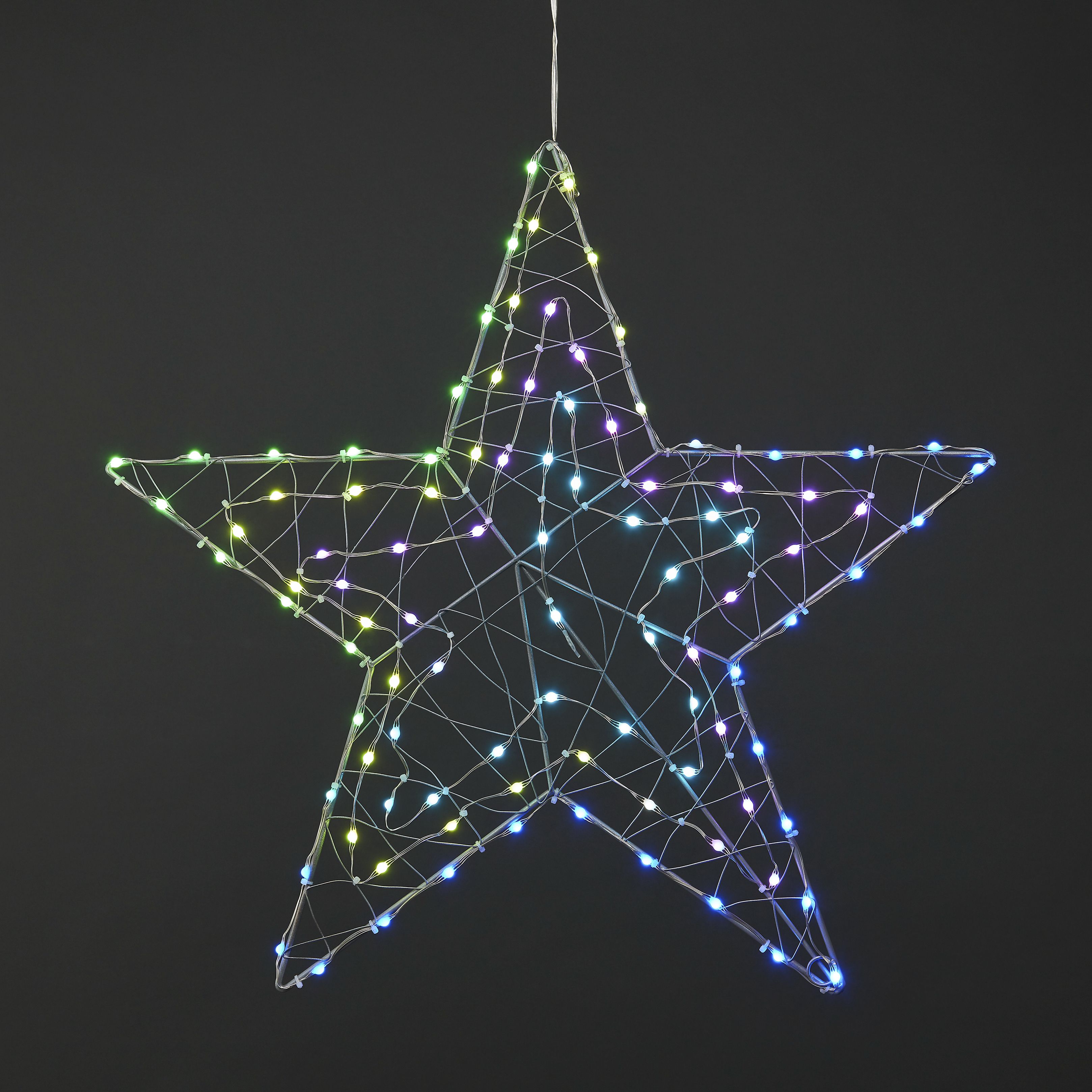 Colour changing LED Silver Star Freestanding Silhouette (H) 560mm