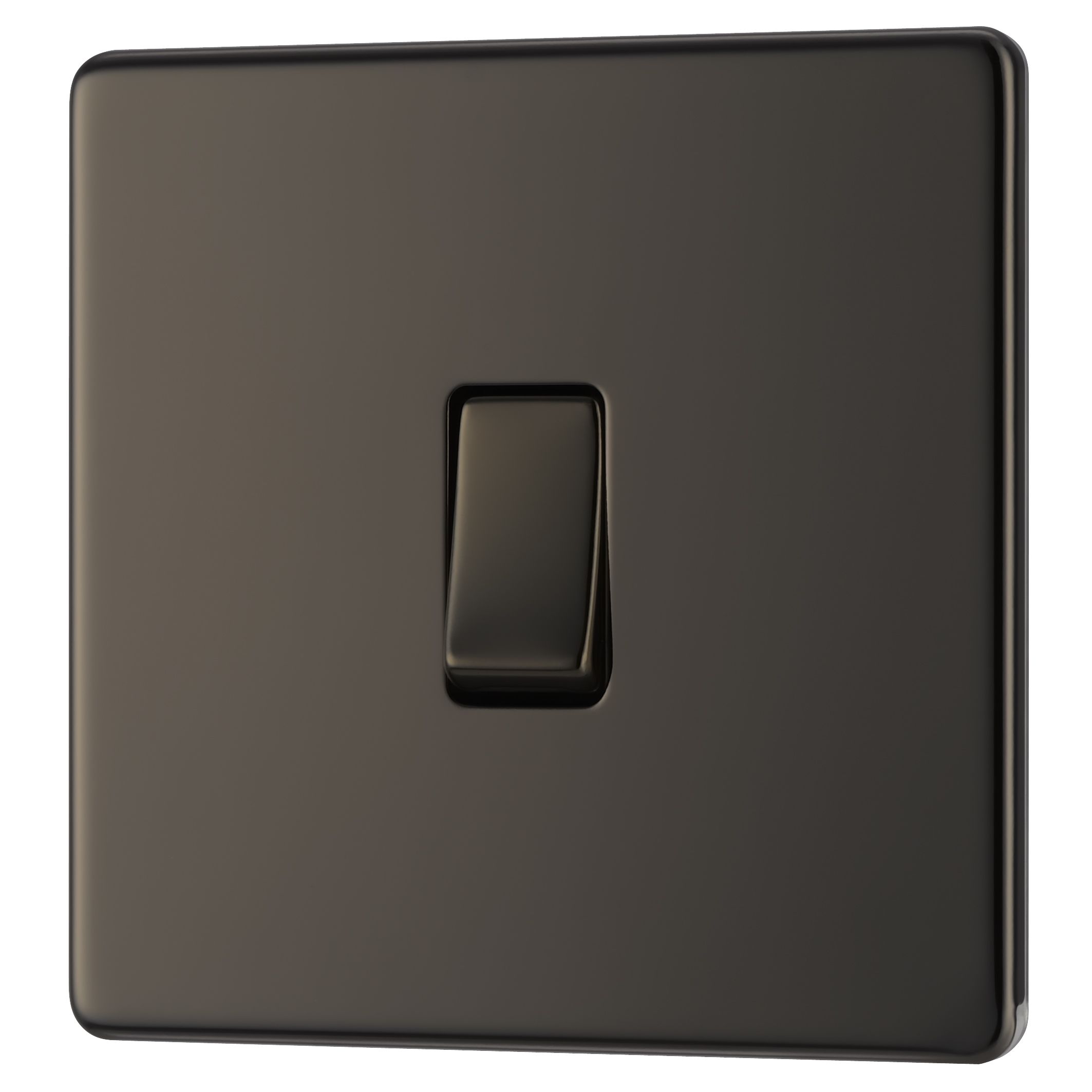 Colours 10A Single 1 way Flat Screwless Intermediate switch Black Nickel effect