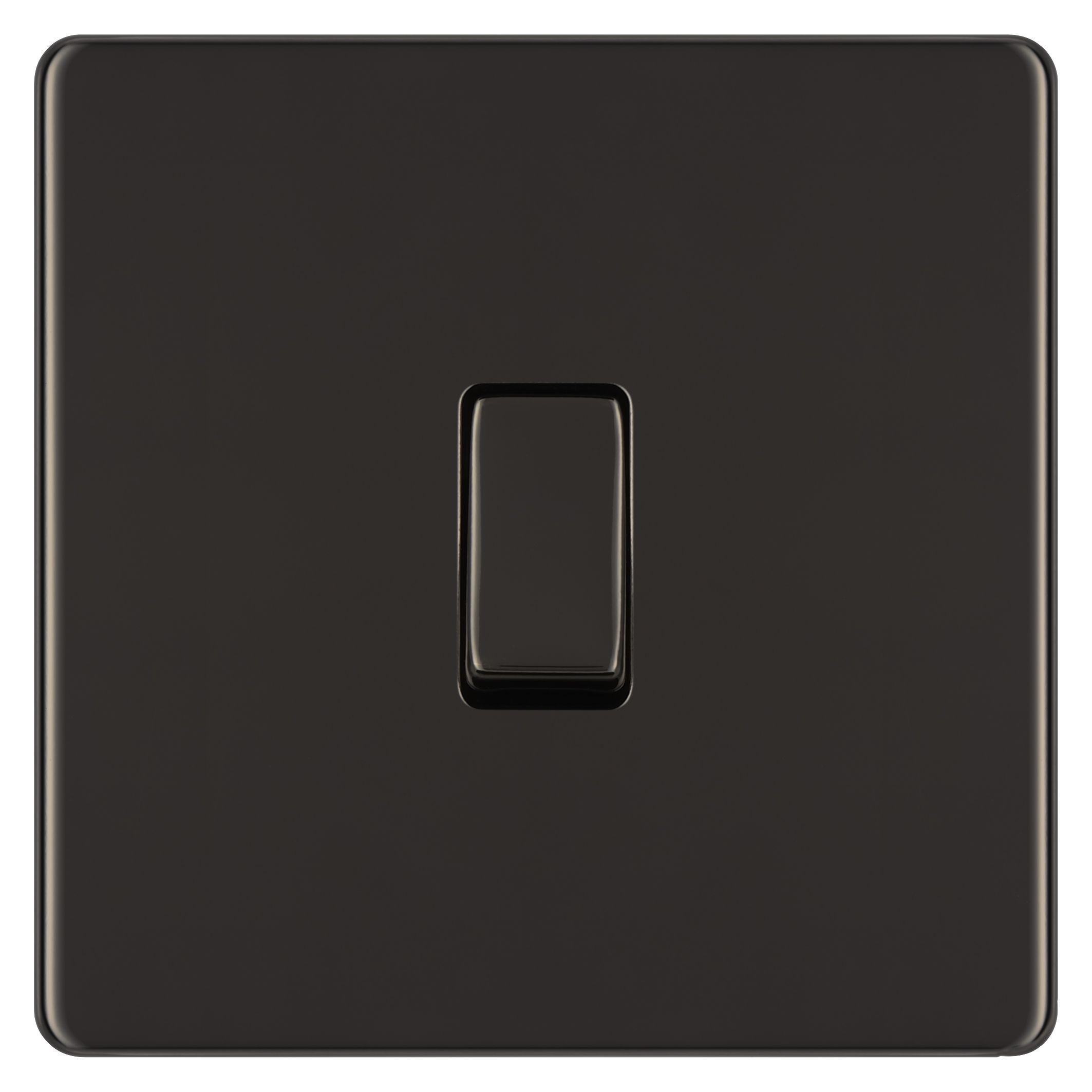 Colours 10A Single 1 way Flat Screwless Intermediate switch Black Nickel effect