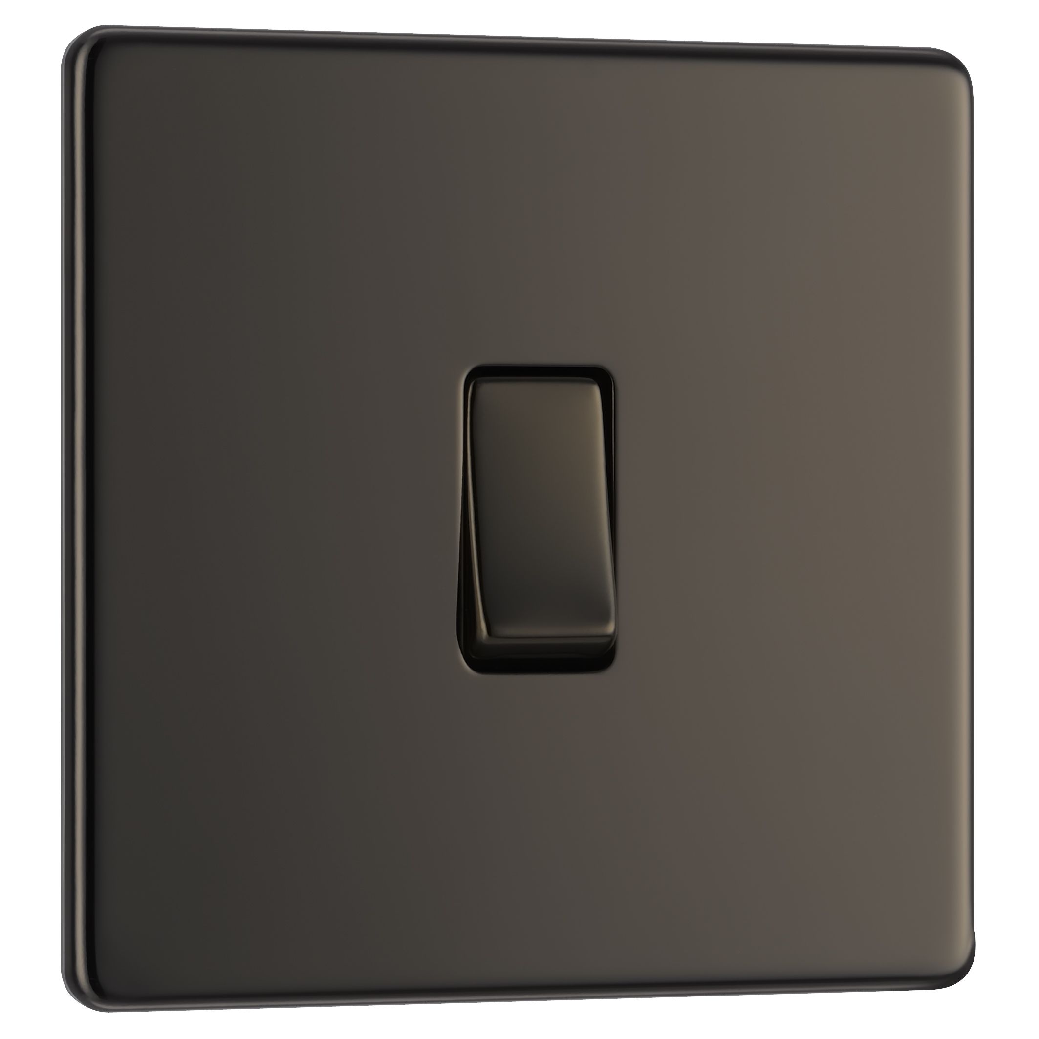 Colours 10A Single 1 way Flat Screwless Intermediate switch Black Nickel effect