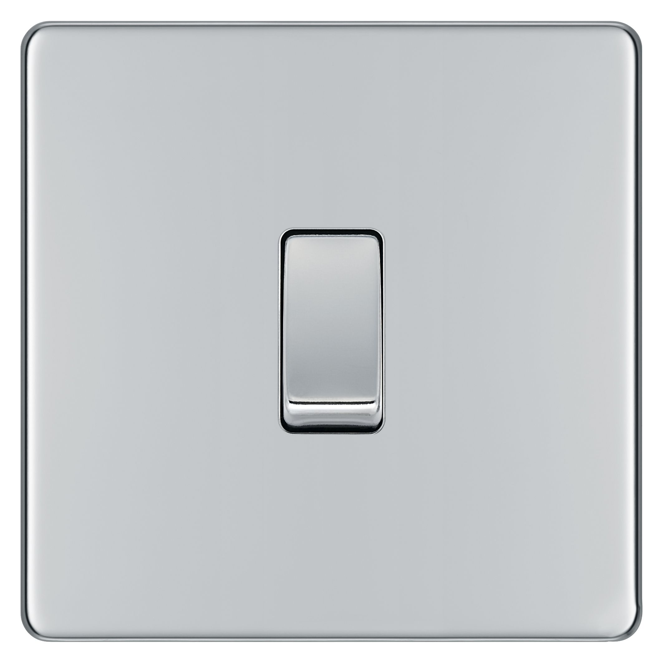 Colours 10A Single 2 way Flat Screwless Intermediate switch Chrome effect