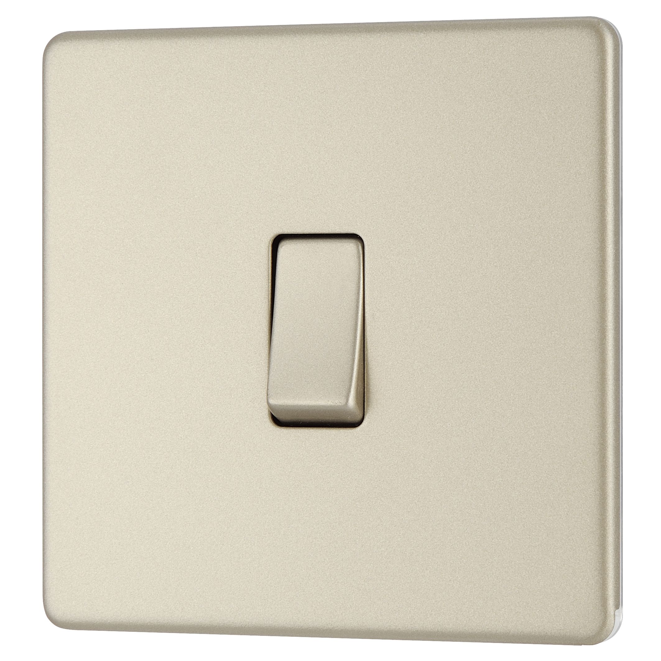 Colours 10A Single Flat Screwless Intermediate switch Nickel effect