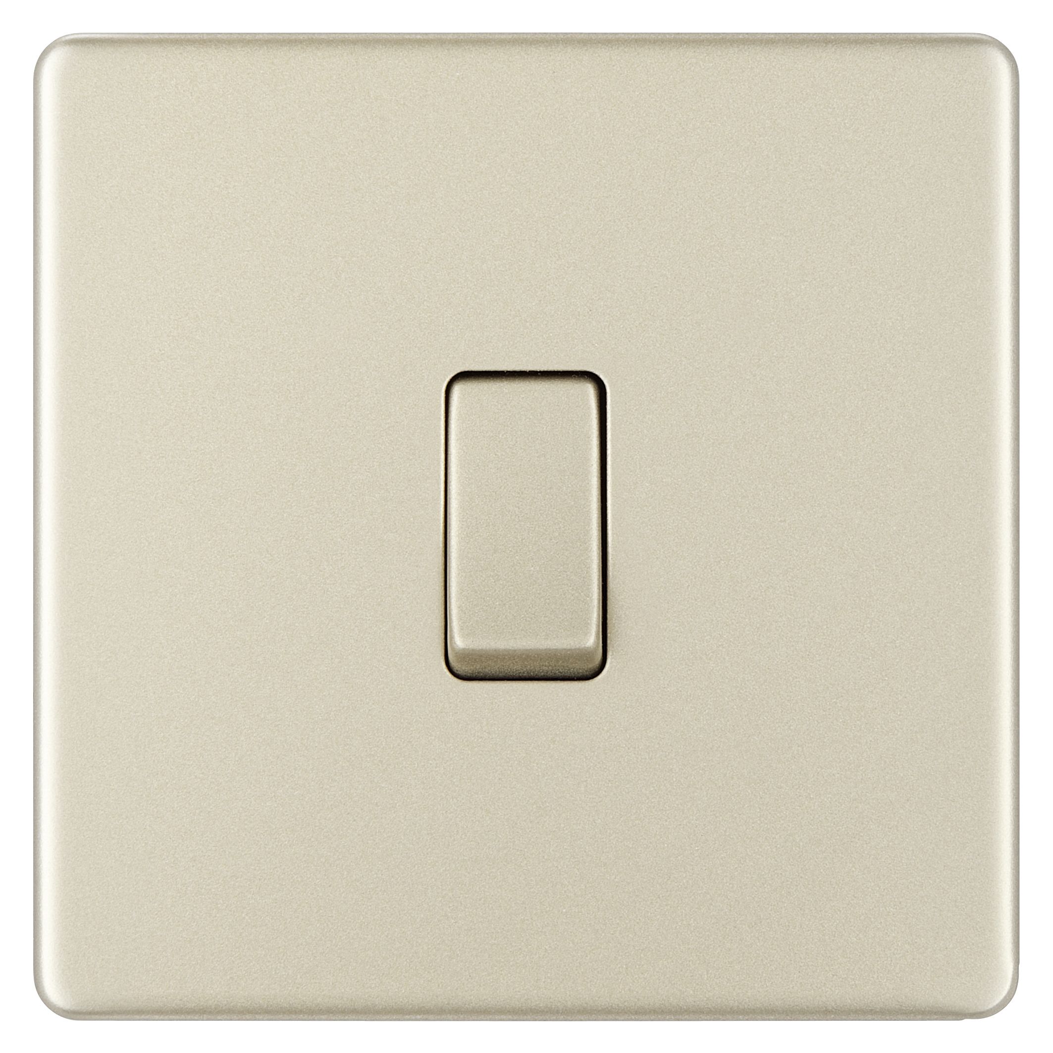 Colours 10A Single Flat Screwless Intermediate switch Nickel effect