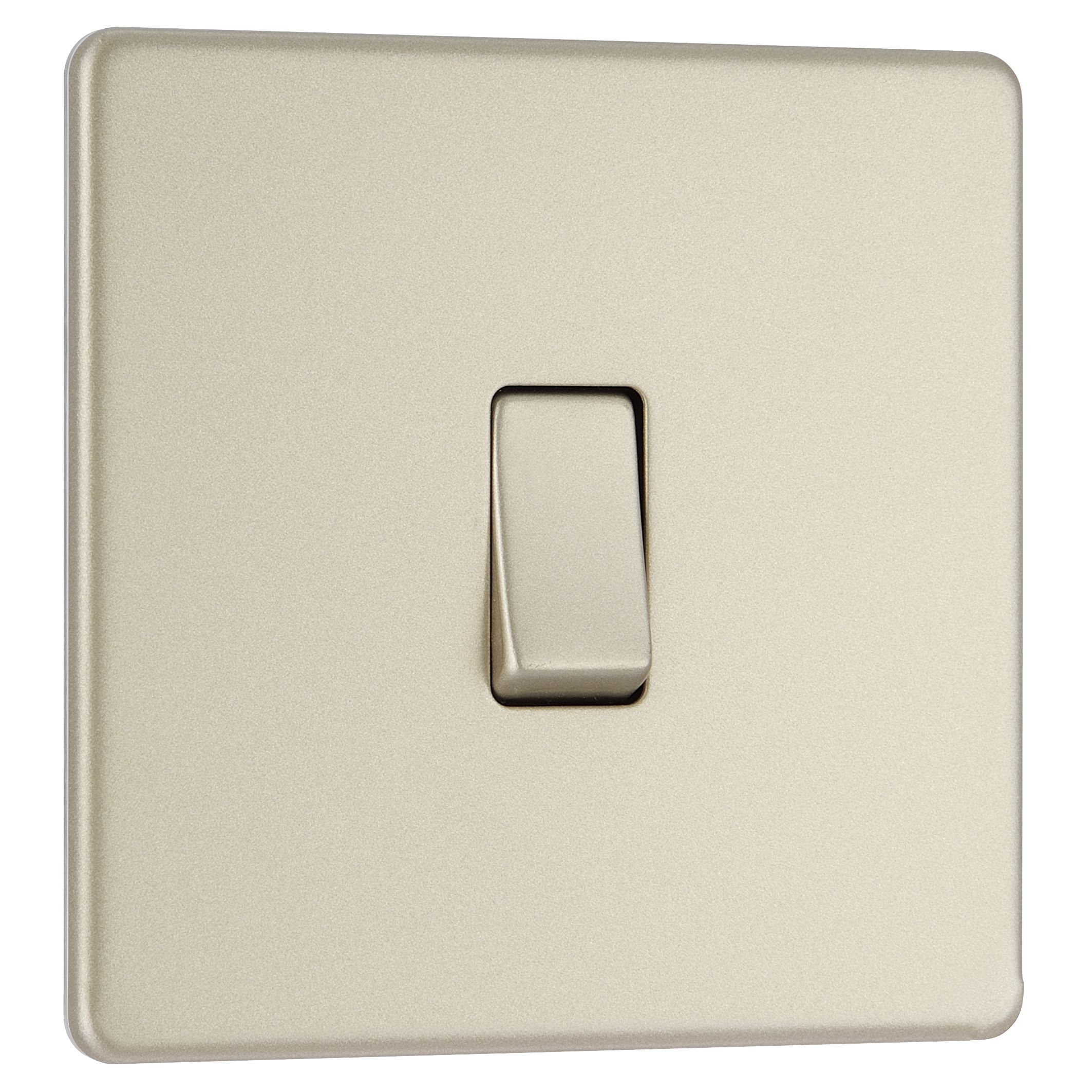 Colours 10A Single Flat Screwless Intermediate switch Nickel effect