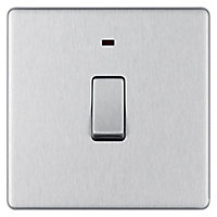 Colours 20A Brushed stainless steel effect Switch