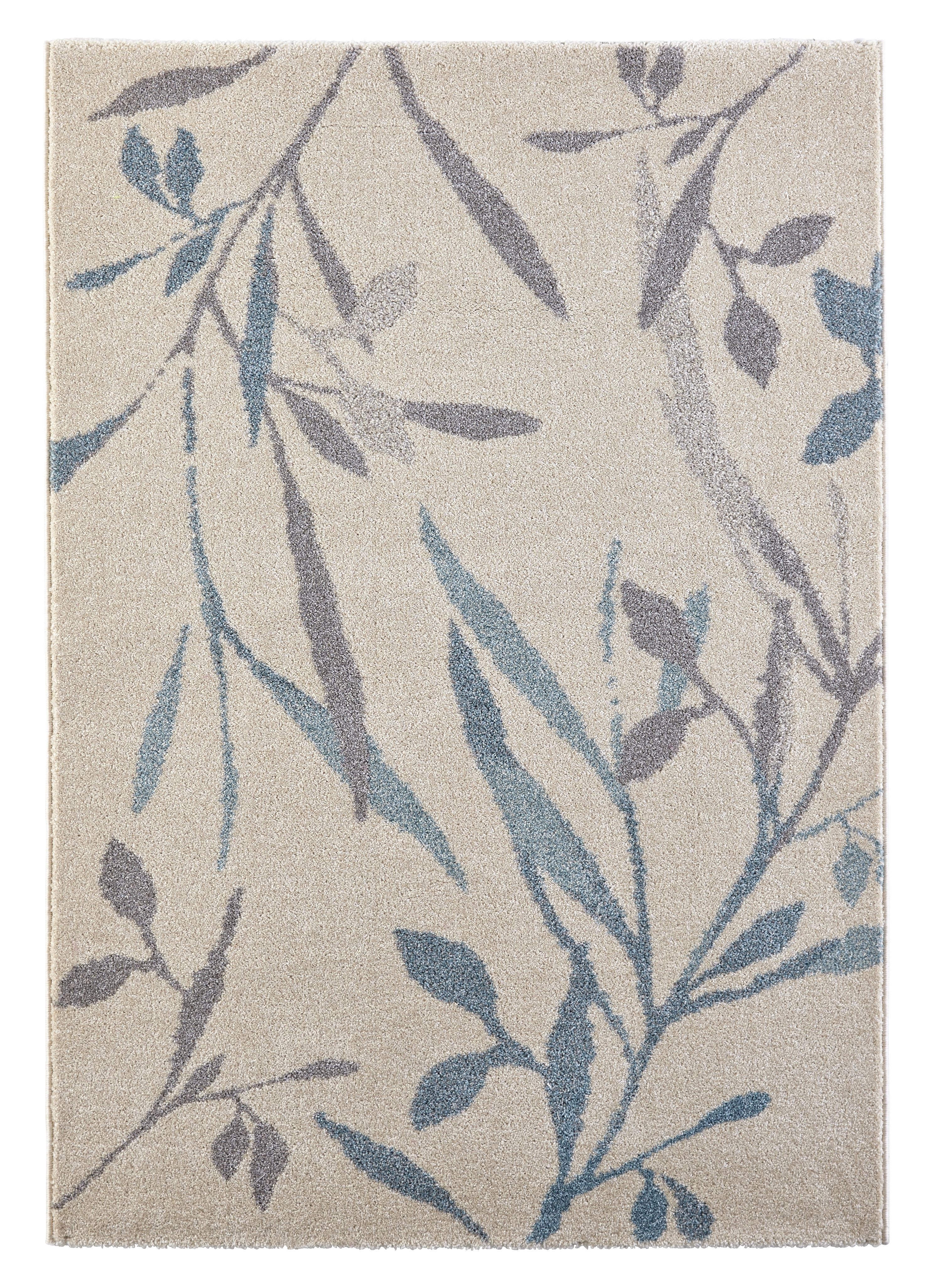 Colours Aaliyah Beige & blue Trailing leaf Large Rug, (L)230cm x (W)160cm