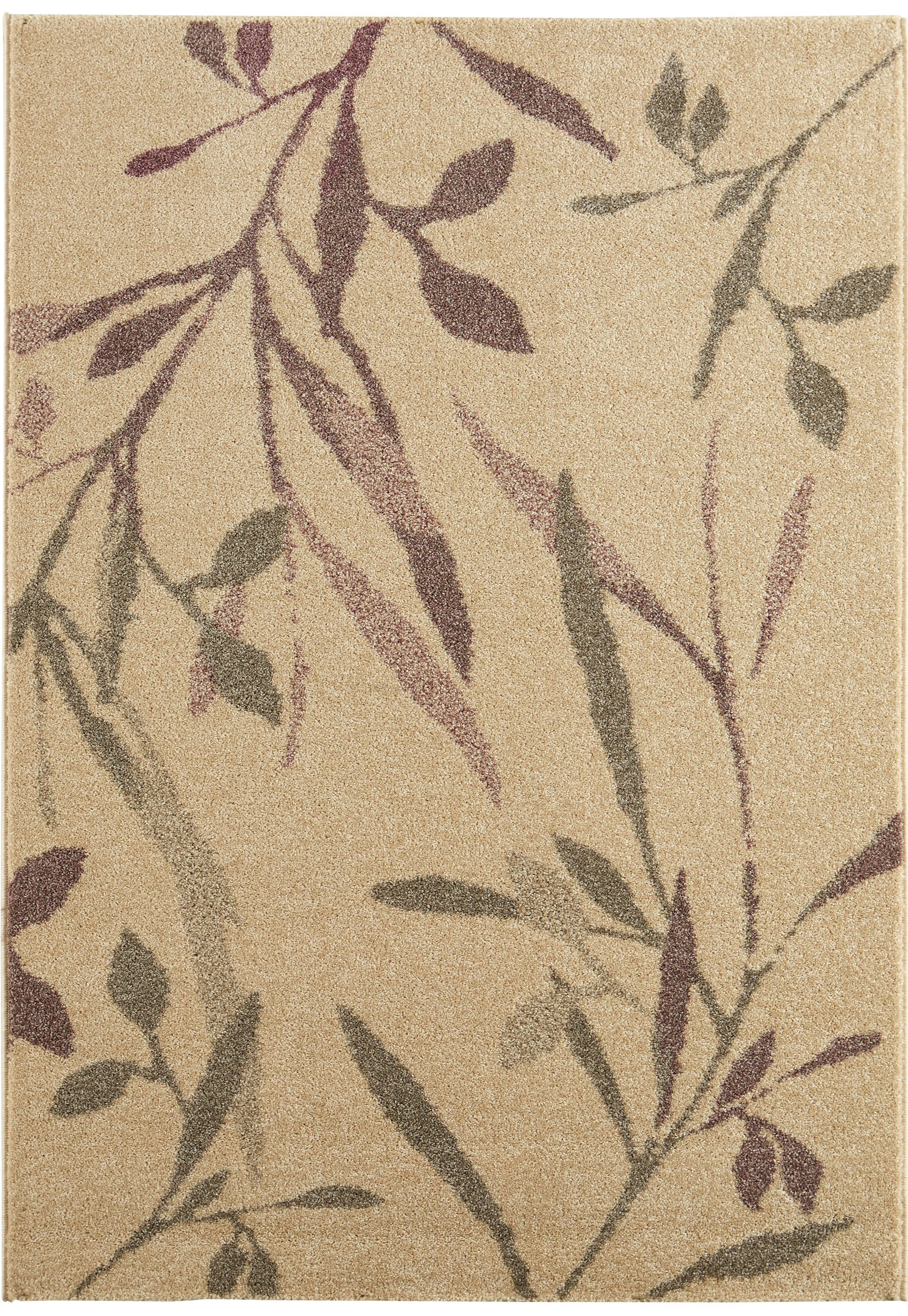 Colours Aaliyah Beige & purple Trailing leaf Medium Rug, (L)170cm x (W)120cm