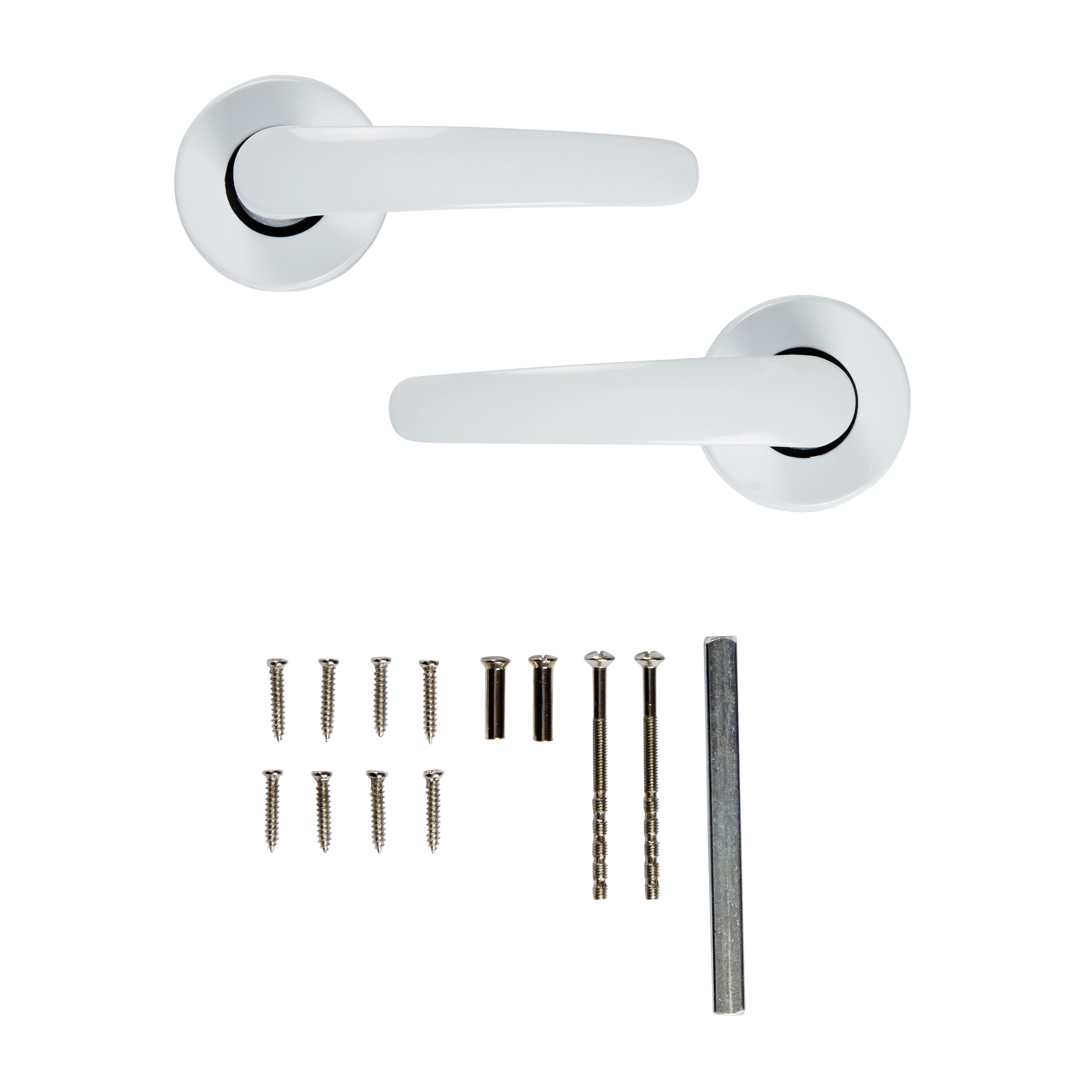 Colours Abla White Aluminium Straight Latch Door handle (L)109mm