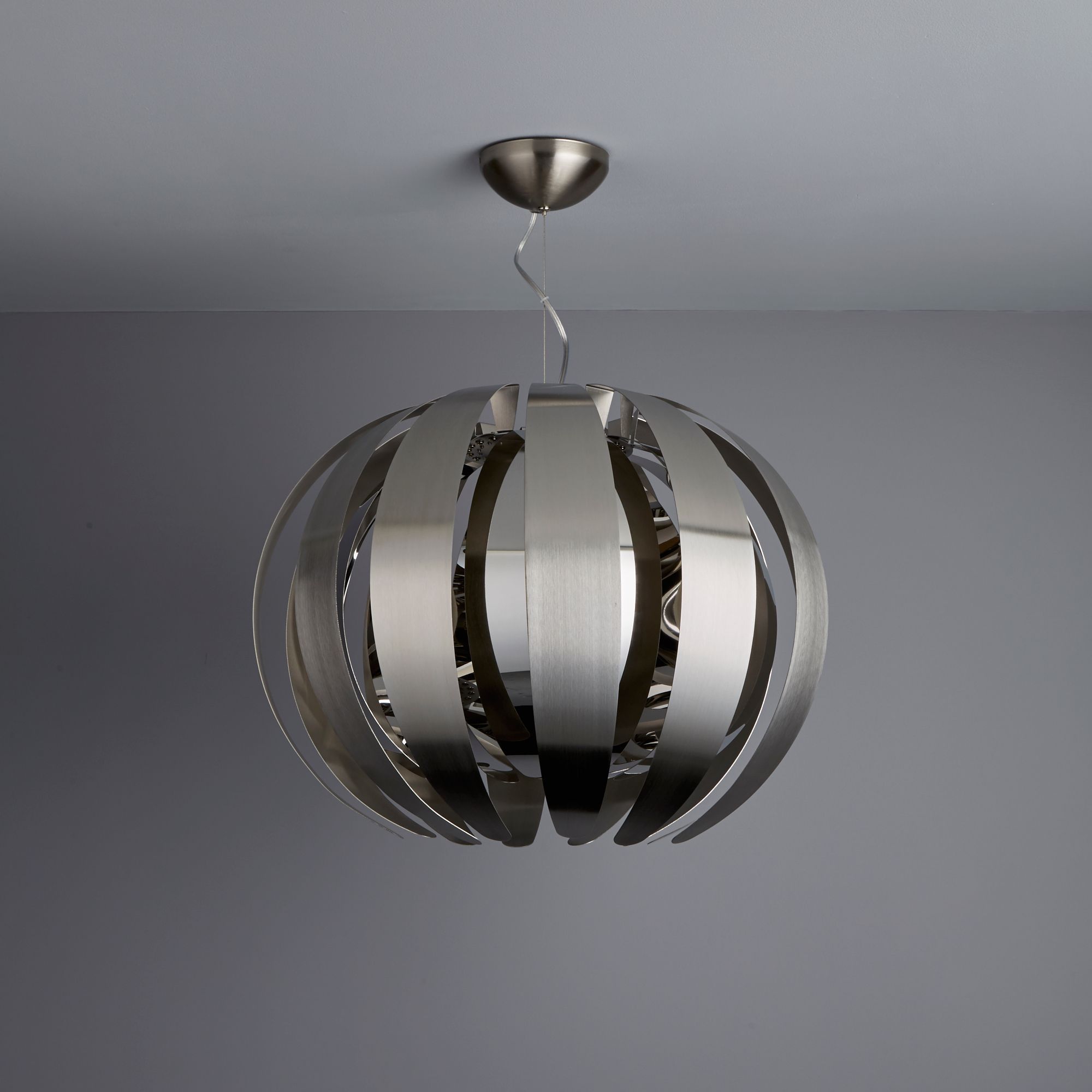Colours Acrux Pendant Brushed Steel Chromé Chrome effect Ceiling light