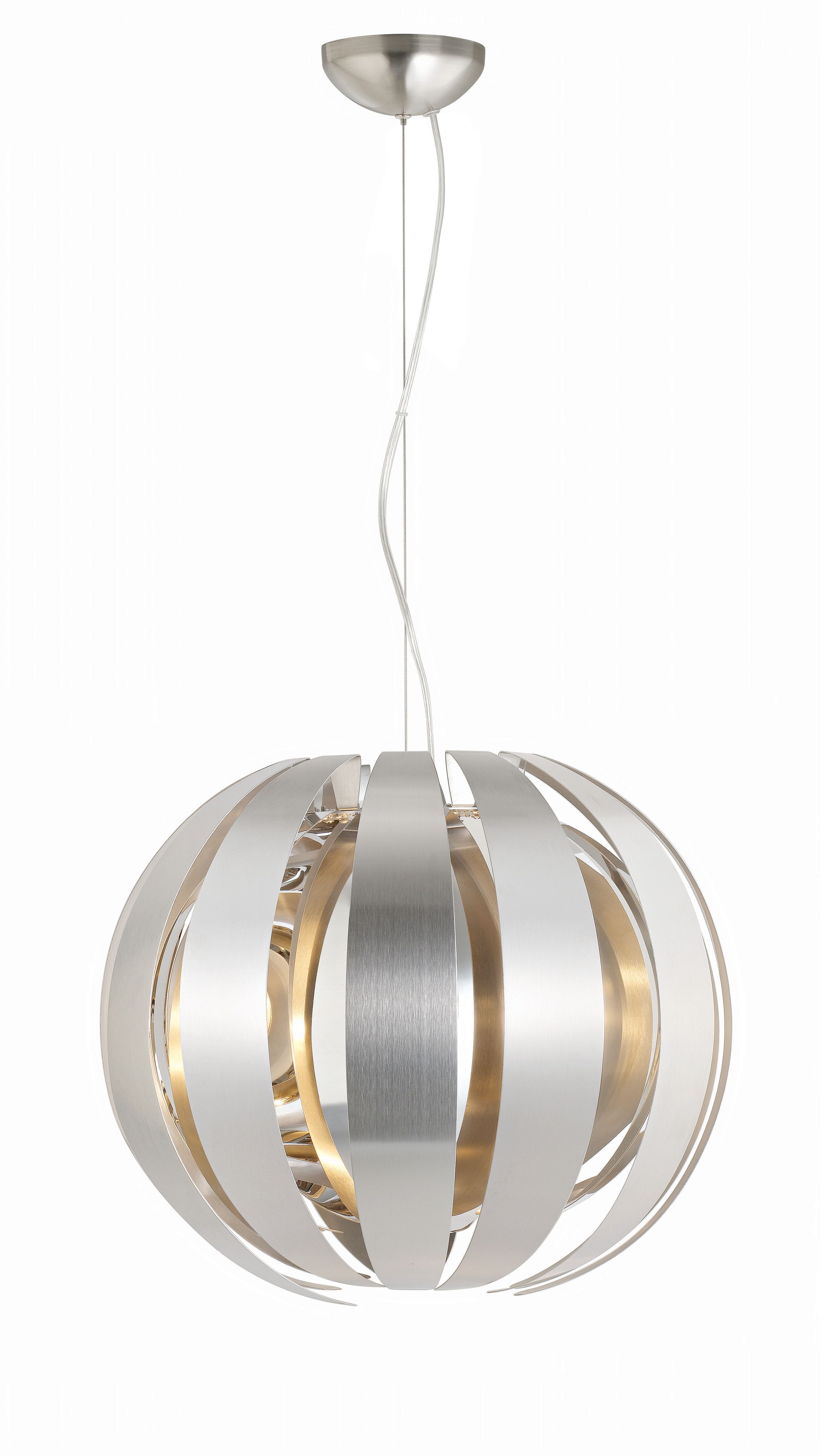 Colours Acrux Pendant Brushed Steel Chromé Chrome effect Ceiling light