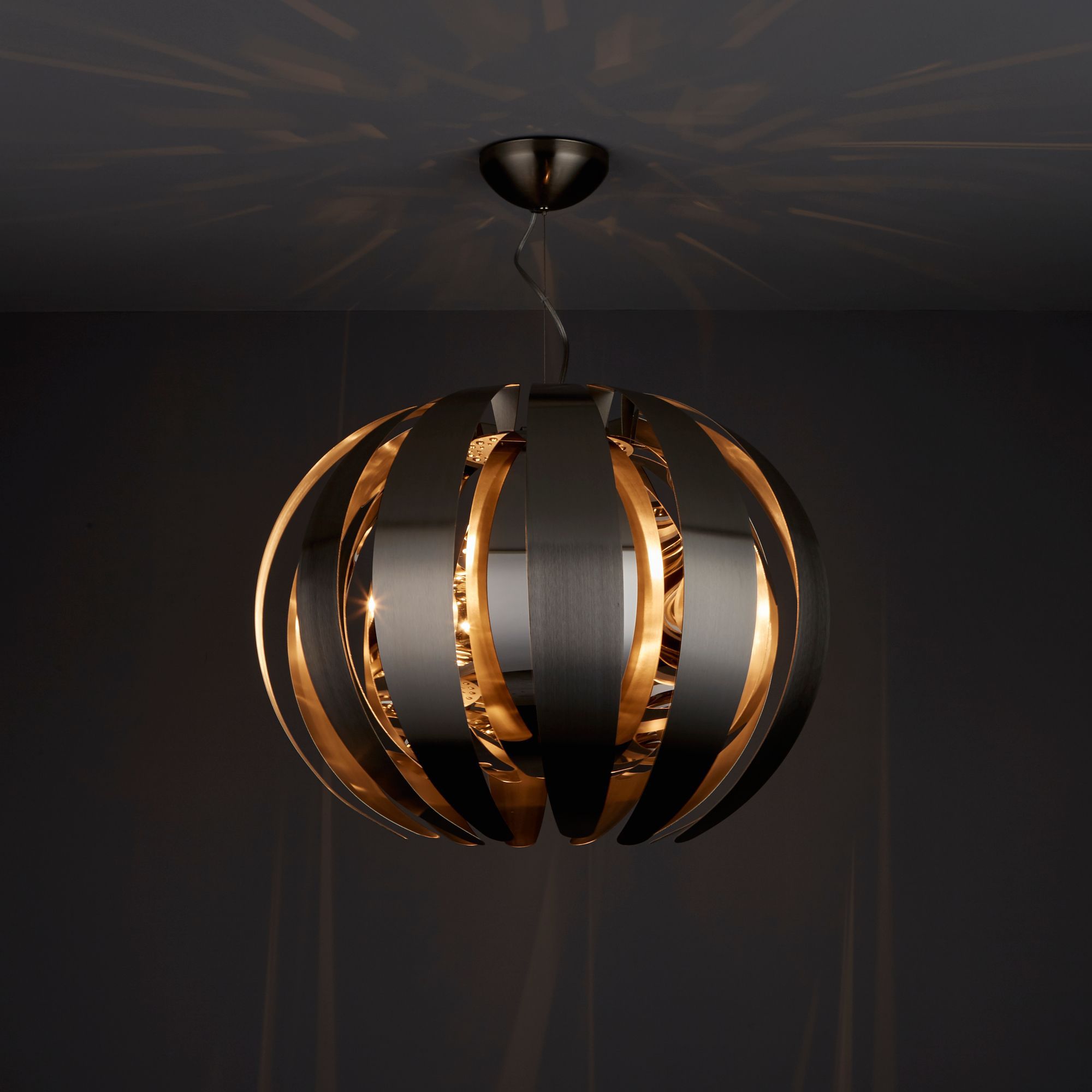 Colours Acrux Pendant Brushed Steel Chromé Chrome effect Ceiling light