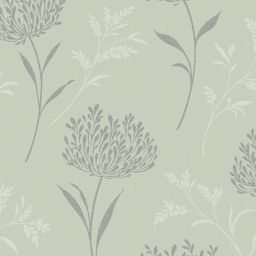 Colours Agapanthas Green Floral Glitter effect Smooth Wallpaper