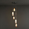 Colours Agna Pendant Glass & steel Antique brass effect 5 Lamp Ceiling light