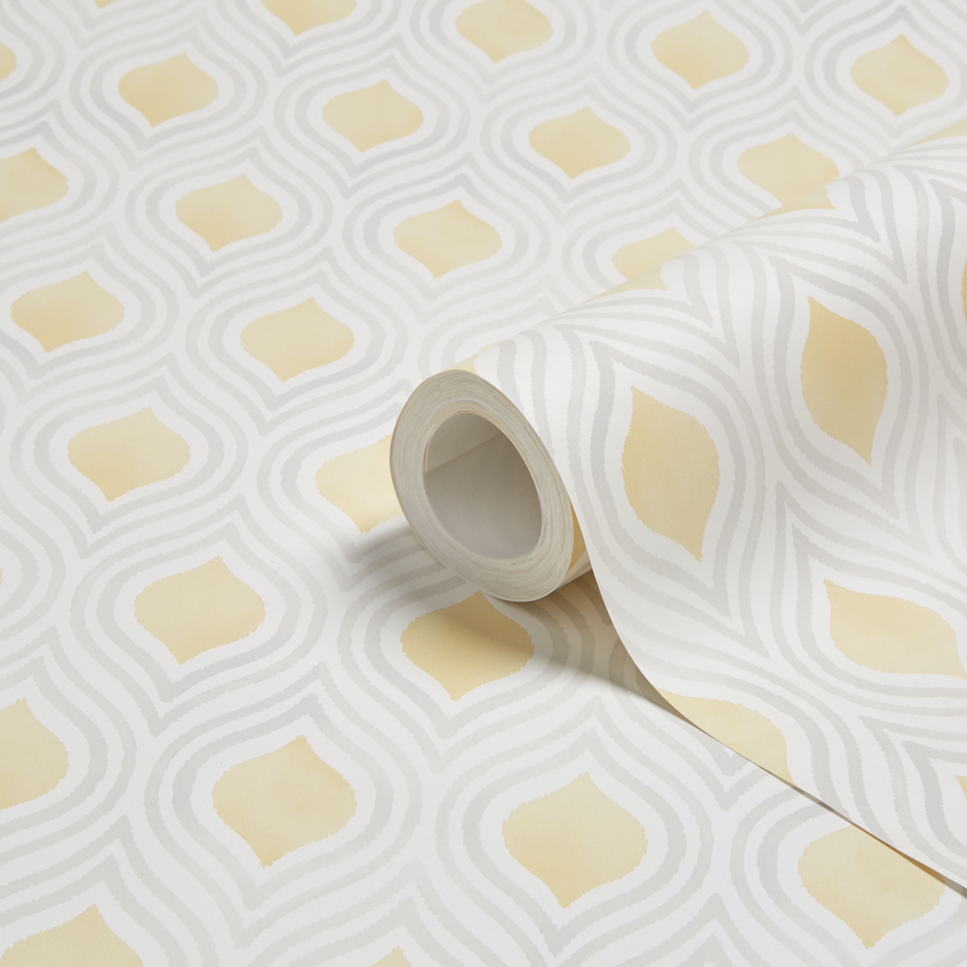 Colours Ailsa Soft lemon Geometric Smooth Wallpaper Sample