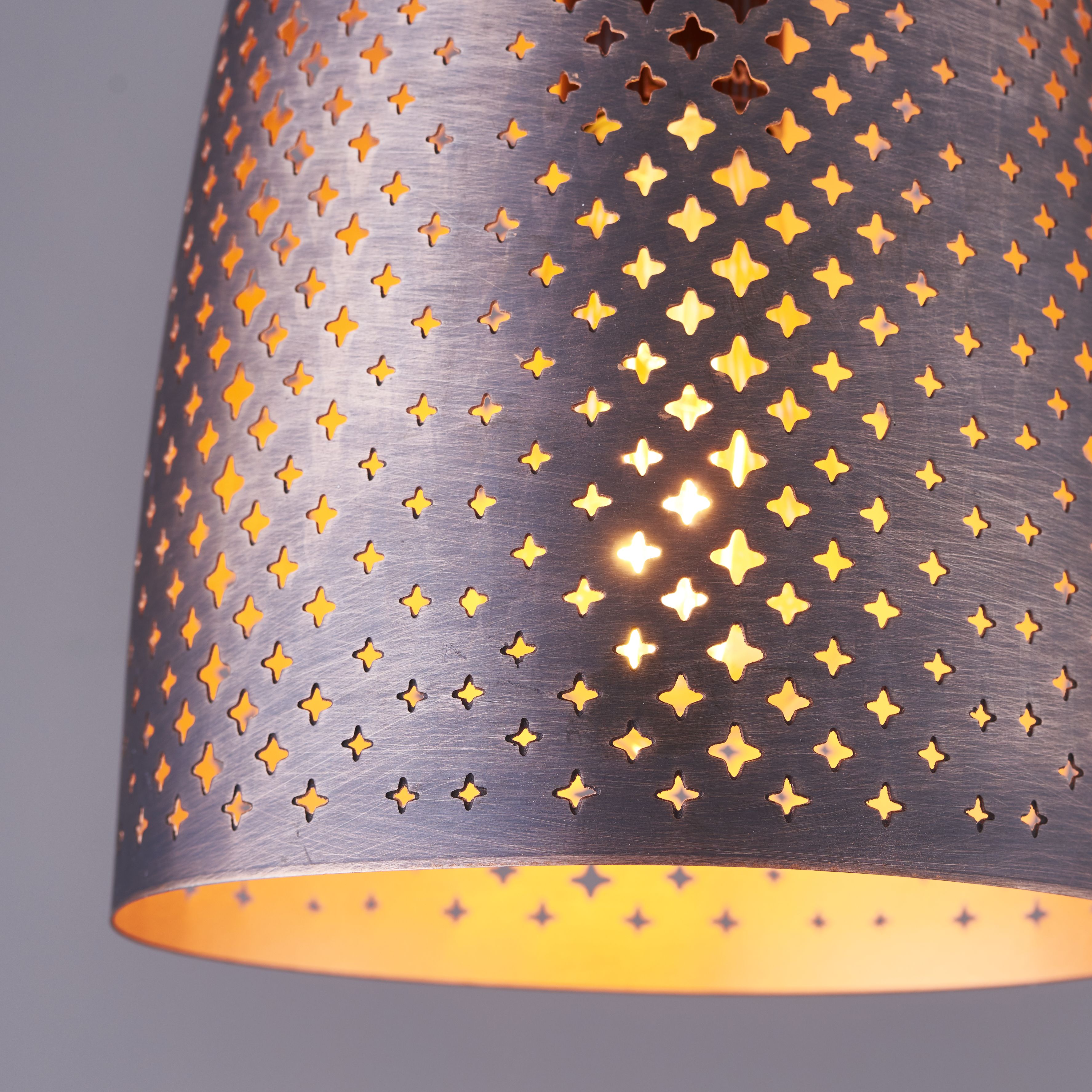 Colours Akita Moroccan Steel Antique copper effect Ceiling light