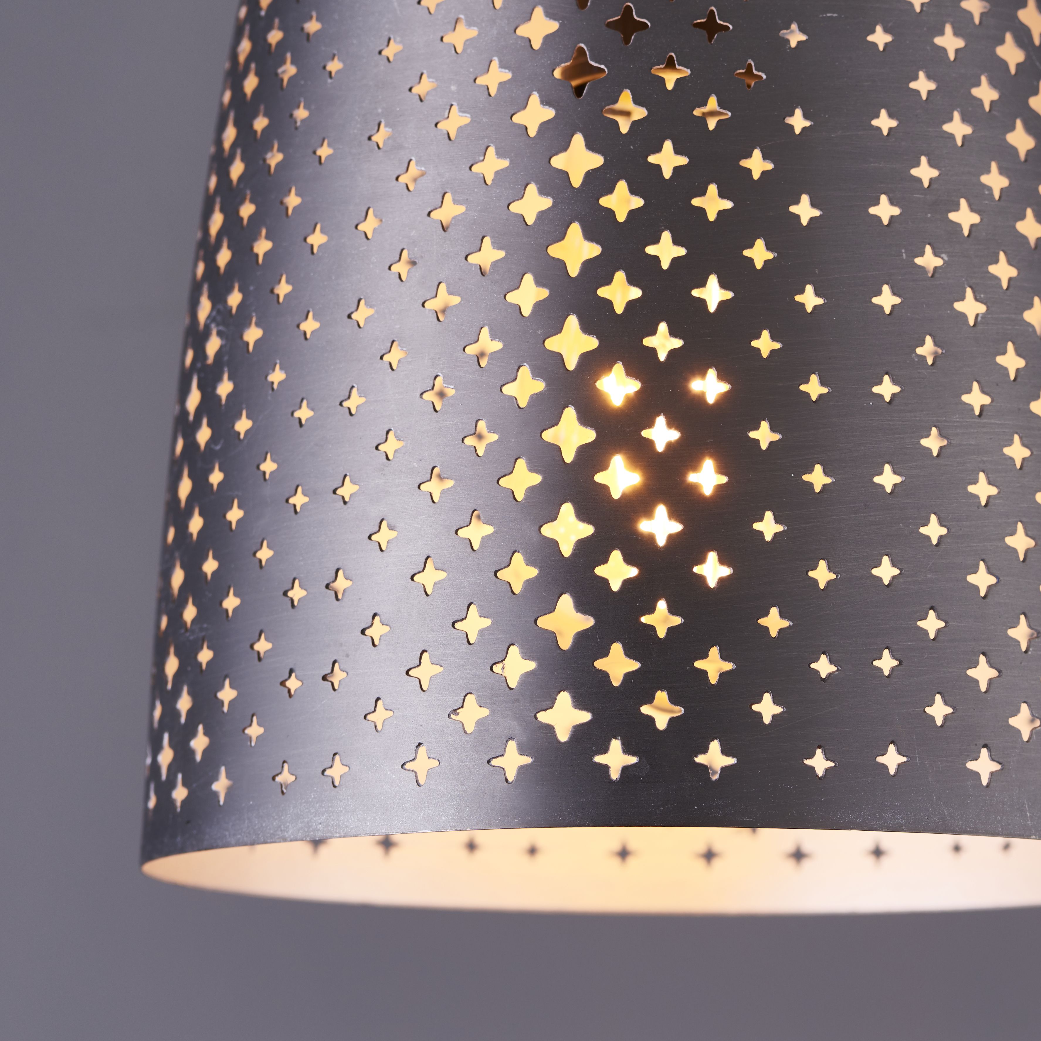 Colours Akita Moroccan Steel Nickel effect Ceiling light