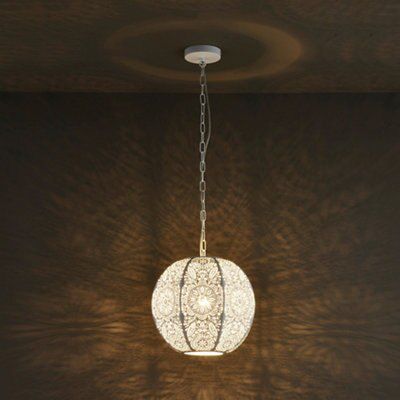 Colours Alira Pendant Matt Steel White Ceiling light