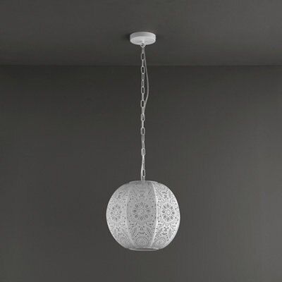 Colours Alira Pendant Matt Steel White Ceiling light