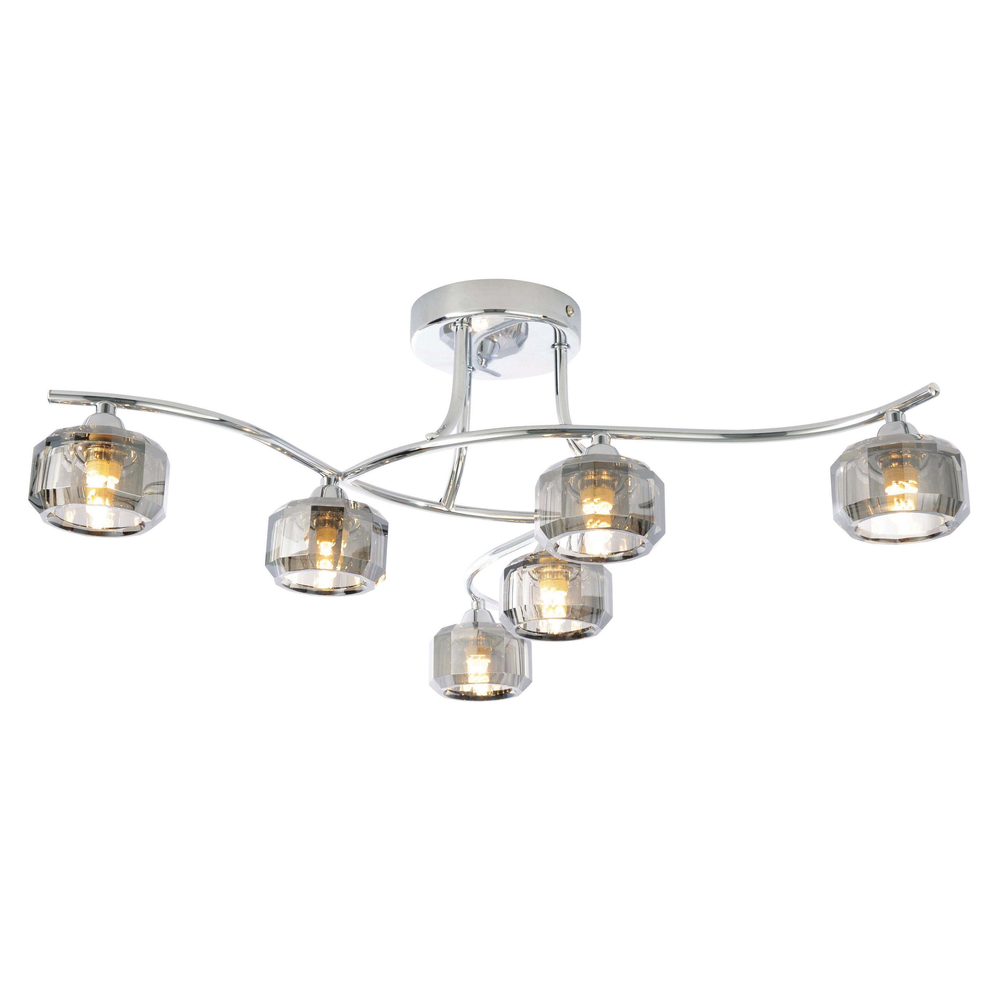 Colours Allyn Brushed Chrome effect 6 Lamp Ceiling light DIY at B&Q