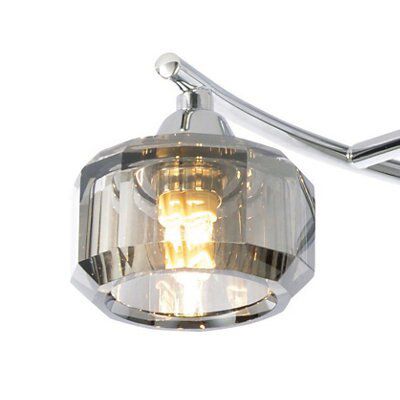 Colours Allyn Brushed Glass & metal Chrome & smoked glass effect 3 Lamp Ceiling light
