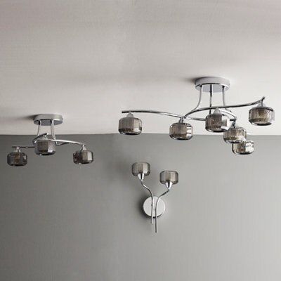 Colours Allyn Brushed Glass & metal Chrome & smoked glass effect 3 Lamp Ceiling light