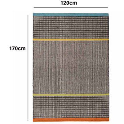 Colours Amora Multicolour Striped Medium Rug, (L)170cm x (W)120cm