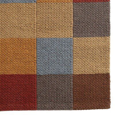Colours Anand Beige, maroon & pale blue Square Large Rug, (L)230cm x (W)160cm