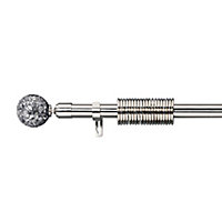 Colours Anjo Mosaic Stainless steel effect Extendable Curtain pole Set, (L)1200mm-2100mm (Dia)25mm
