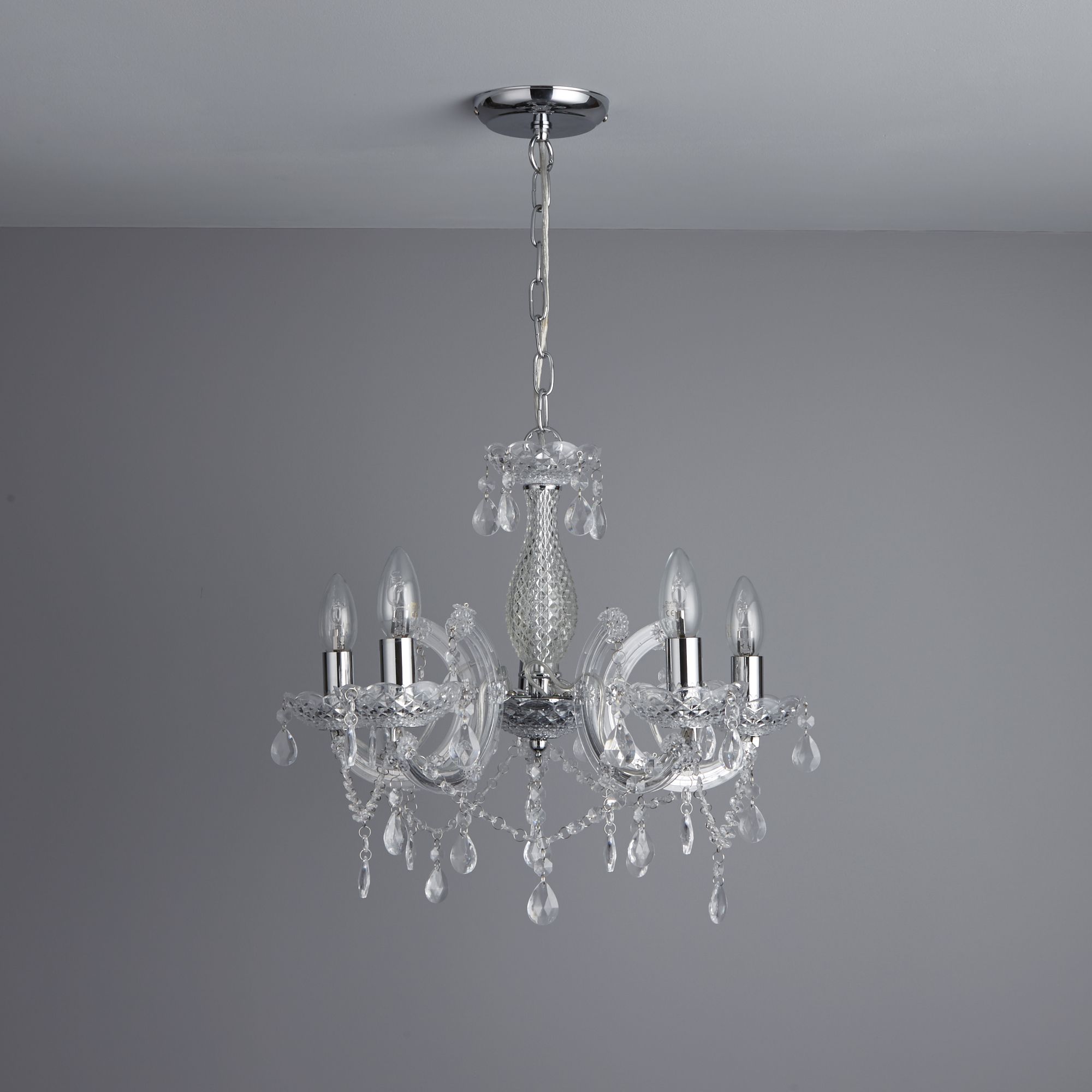Colours Annelise Chandelier Acrylic & steel Silver effect 5 Lamp Ceiling light