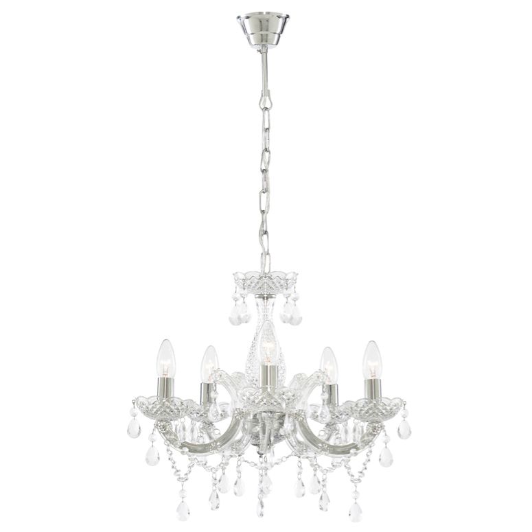 Colours Annelise Chandelier Acrylic & steel Silver effect 5 Lamp Ceiling light