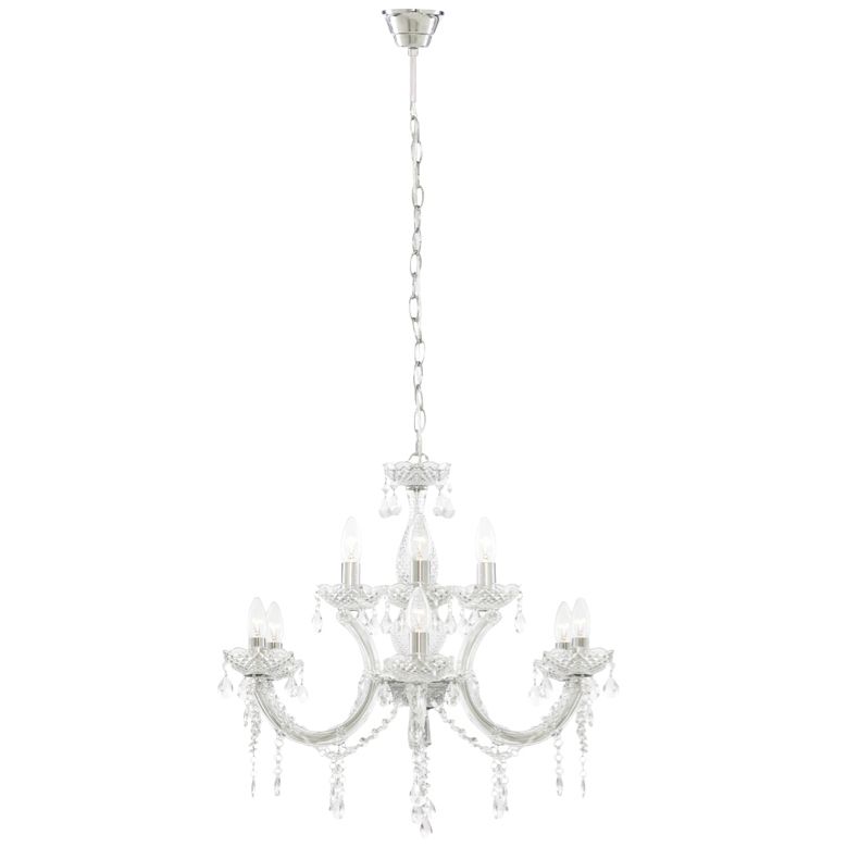 Colours Annelise Chandelier Acrylic steel Silver effect 9 Lamp Ceiling light