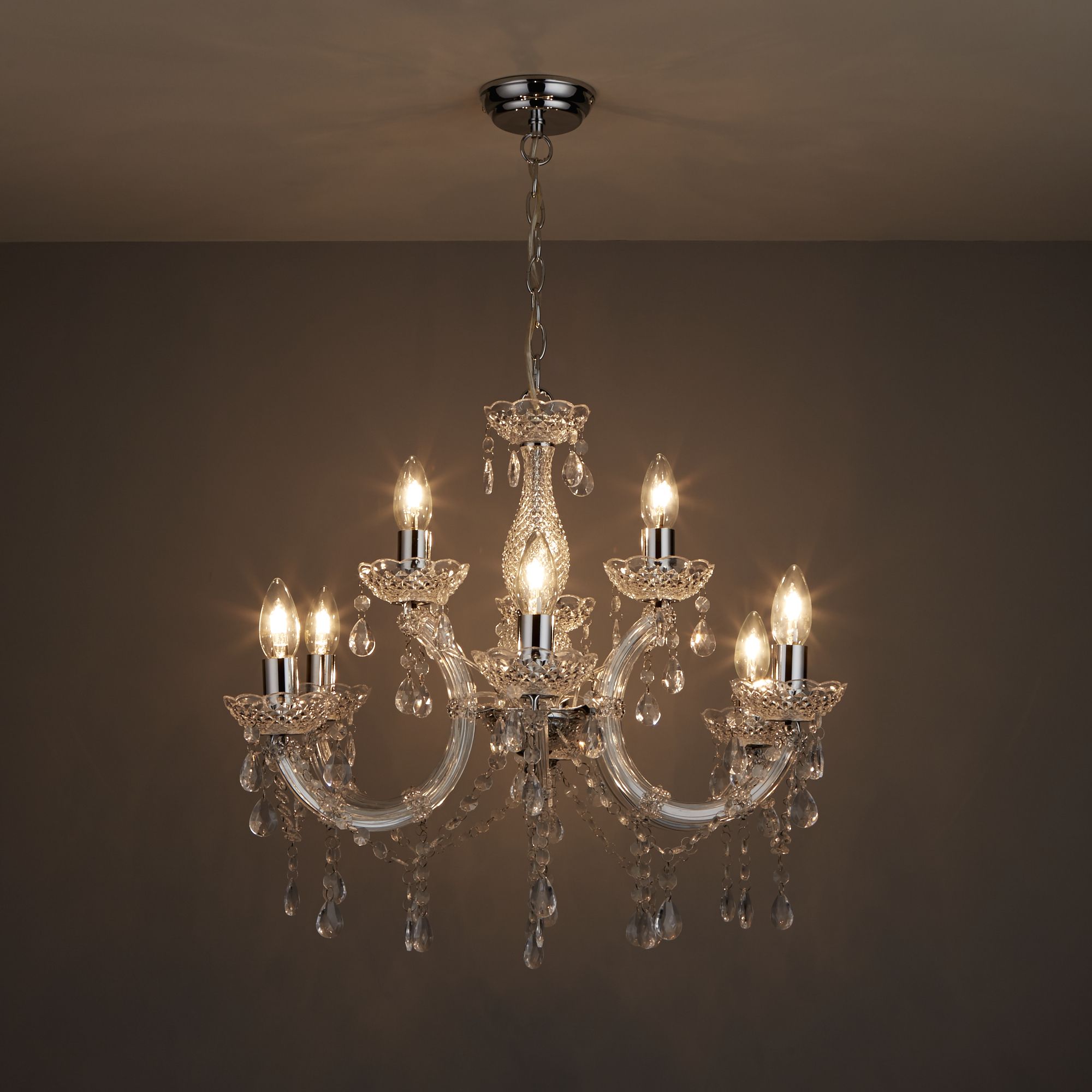 Colours Annelise Chandelier Acrylic steel Silver effect 9 Lamp Ceiling light