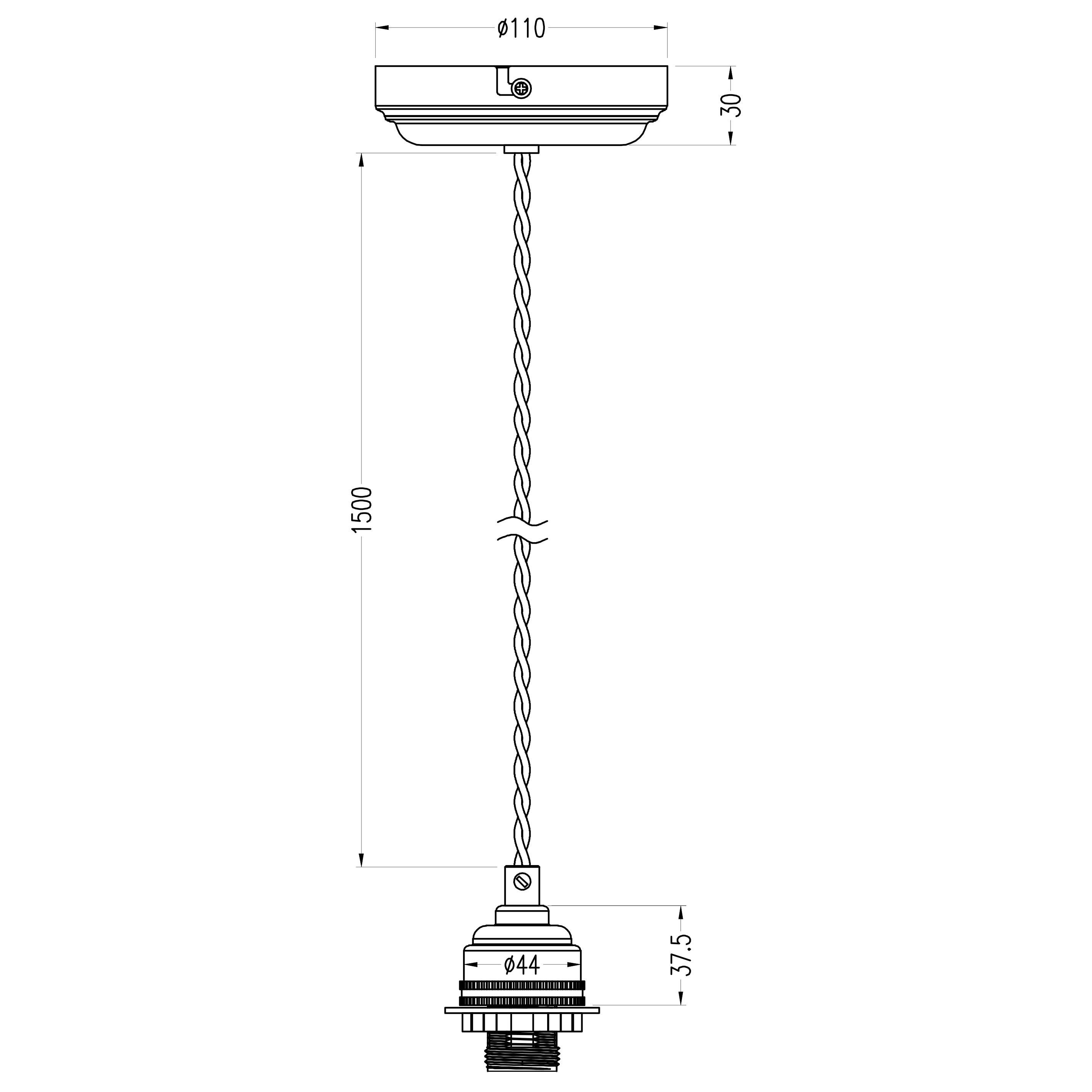 Colours Antique brass effect E27 Cable light set (L)1500mm - 3