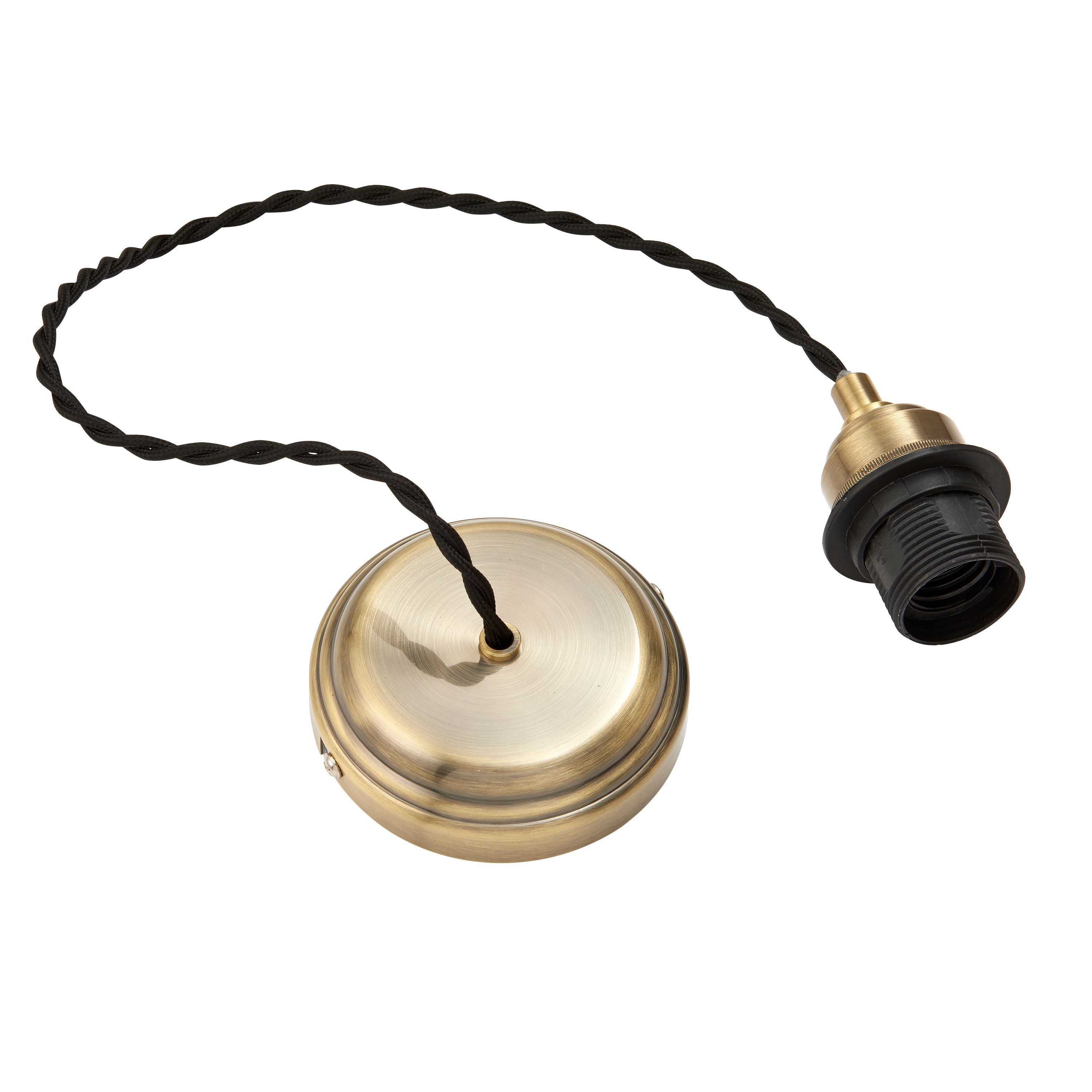Colours Antique brass effect E27 Cable light set L 1500mm