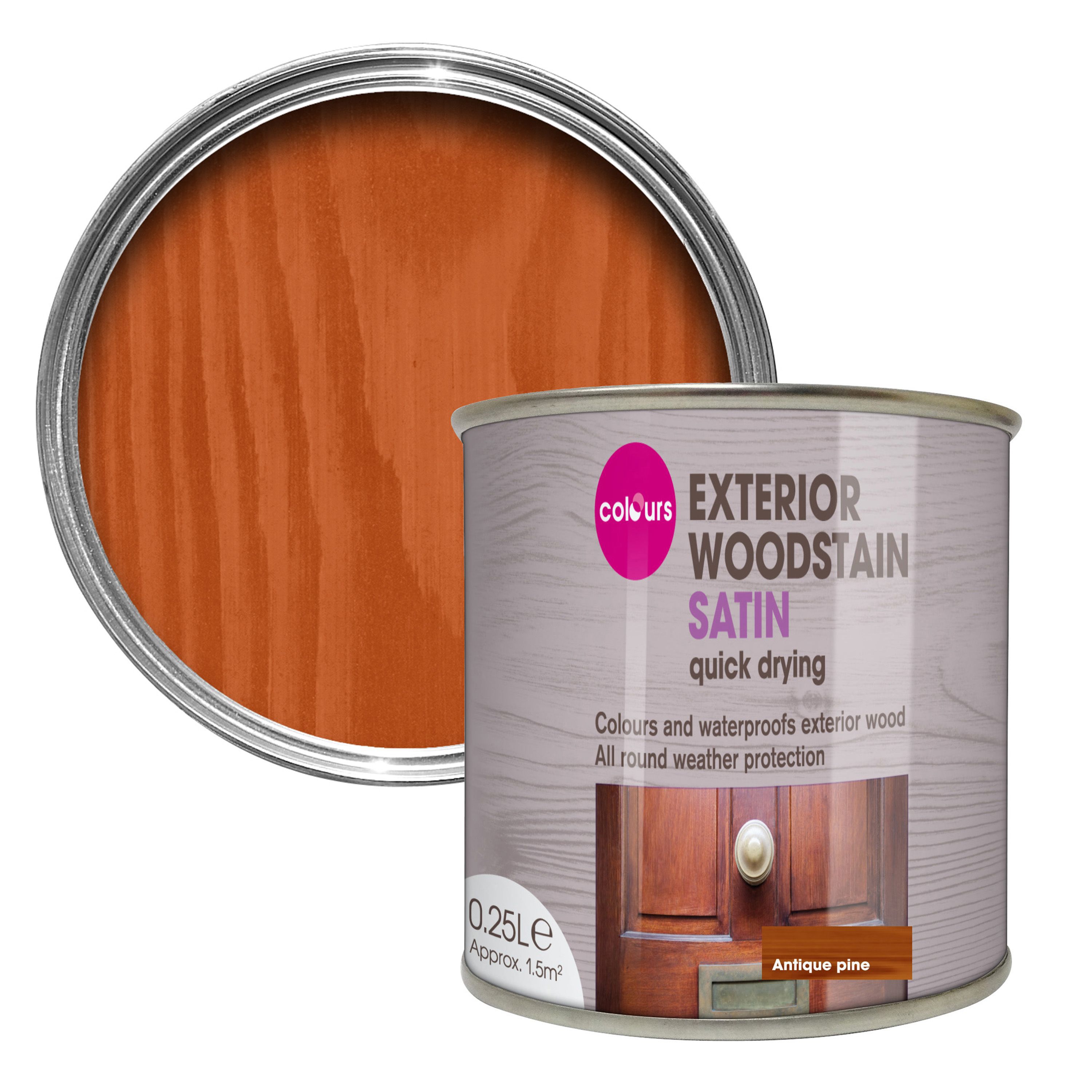 Colours Antique pine Satin Wood stain, 250ml | DIY at B&Q