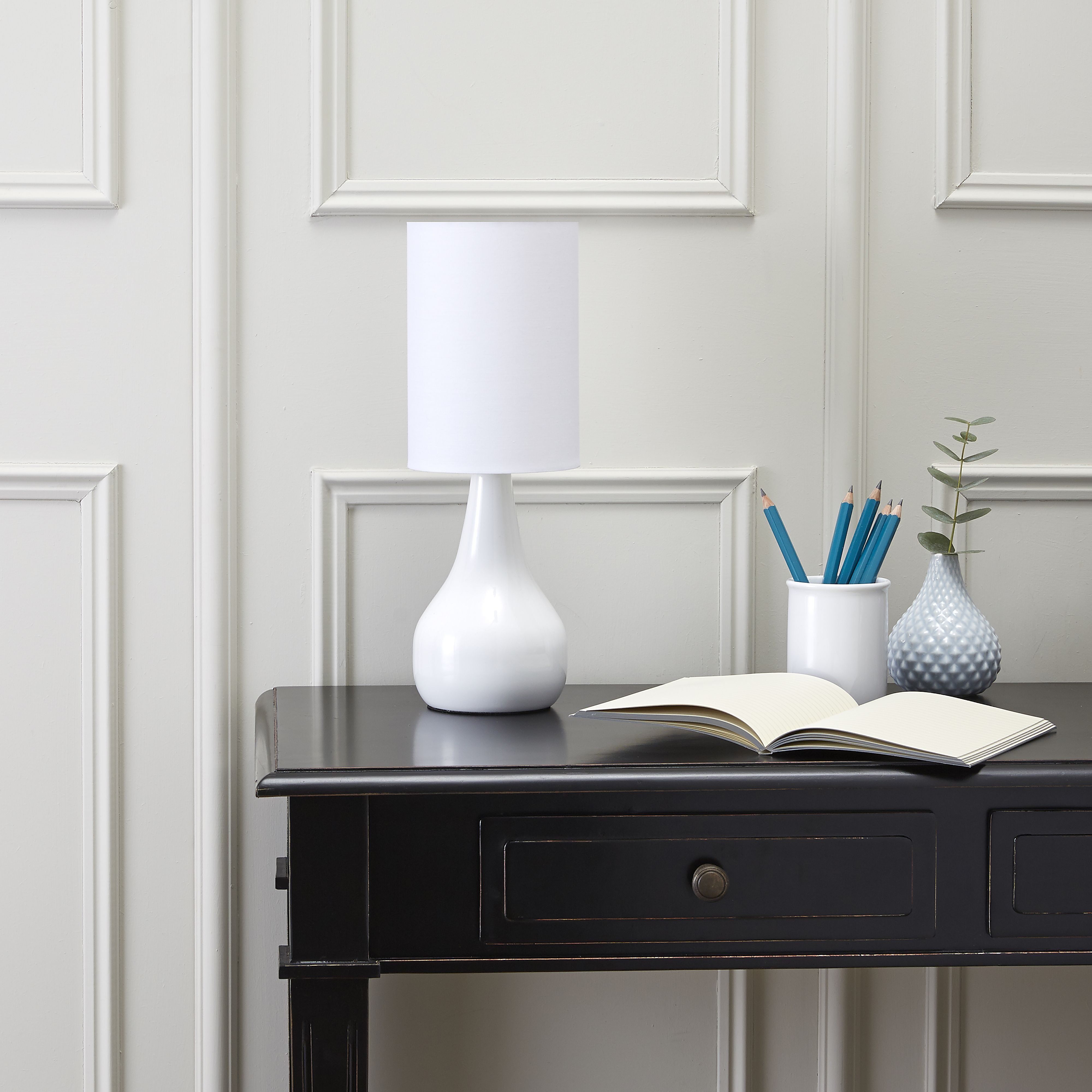 Colours Ariel Matt White Eco halogen Table lamp