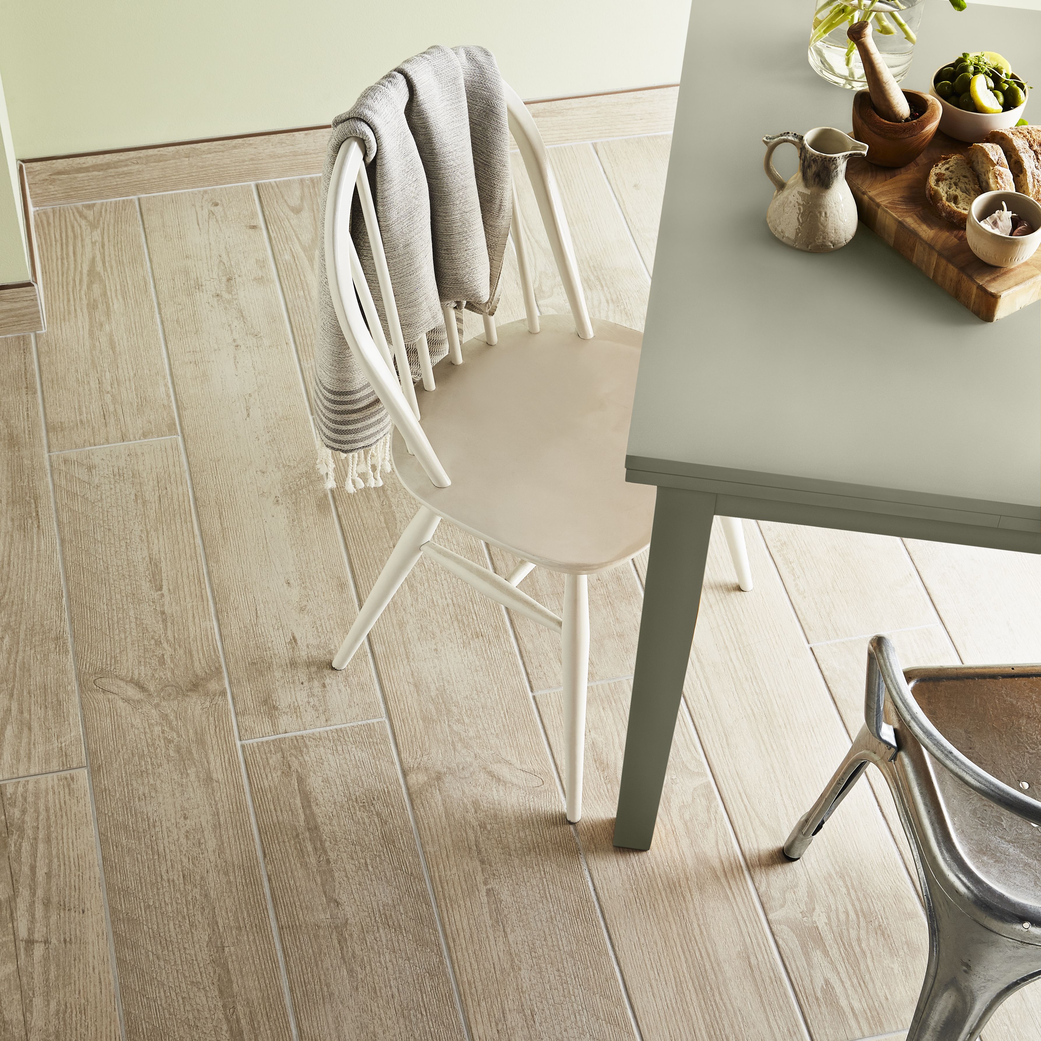 Colours Arrezo Beige Matt Wood effect Porcelain Wall floor Tile