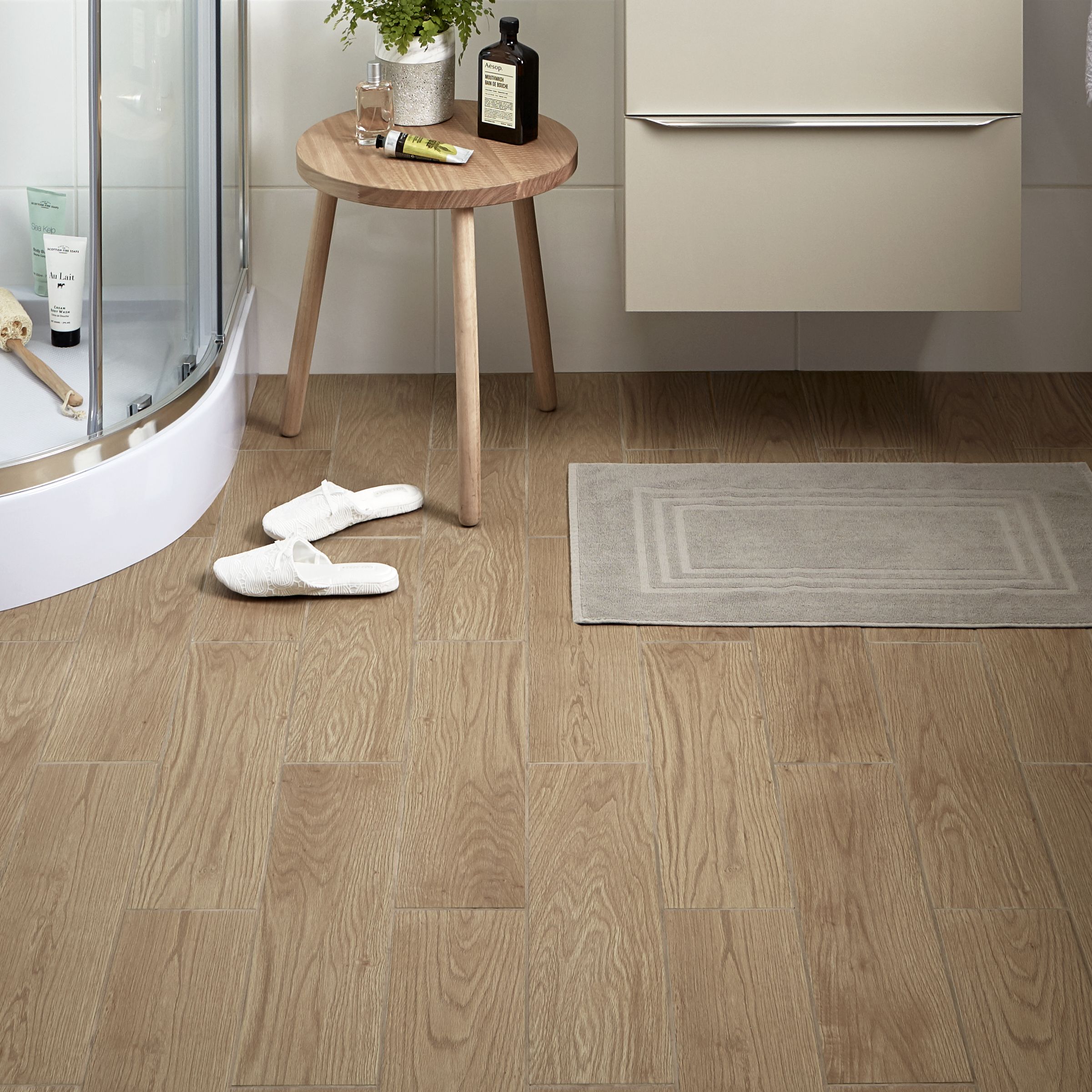 Colours Arrezo Beige Matt Wood effect Textured Porcelain Indoor