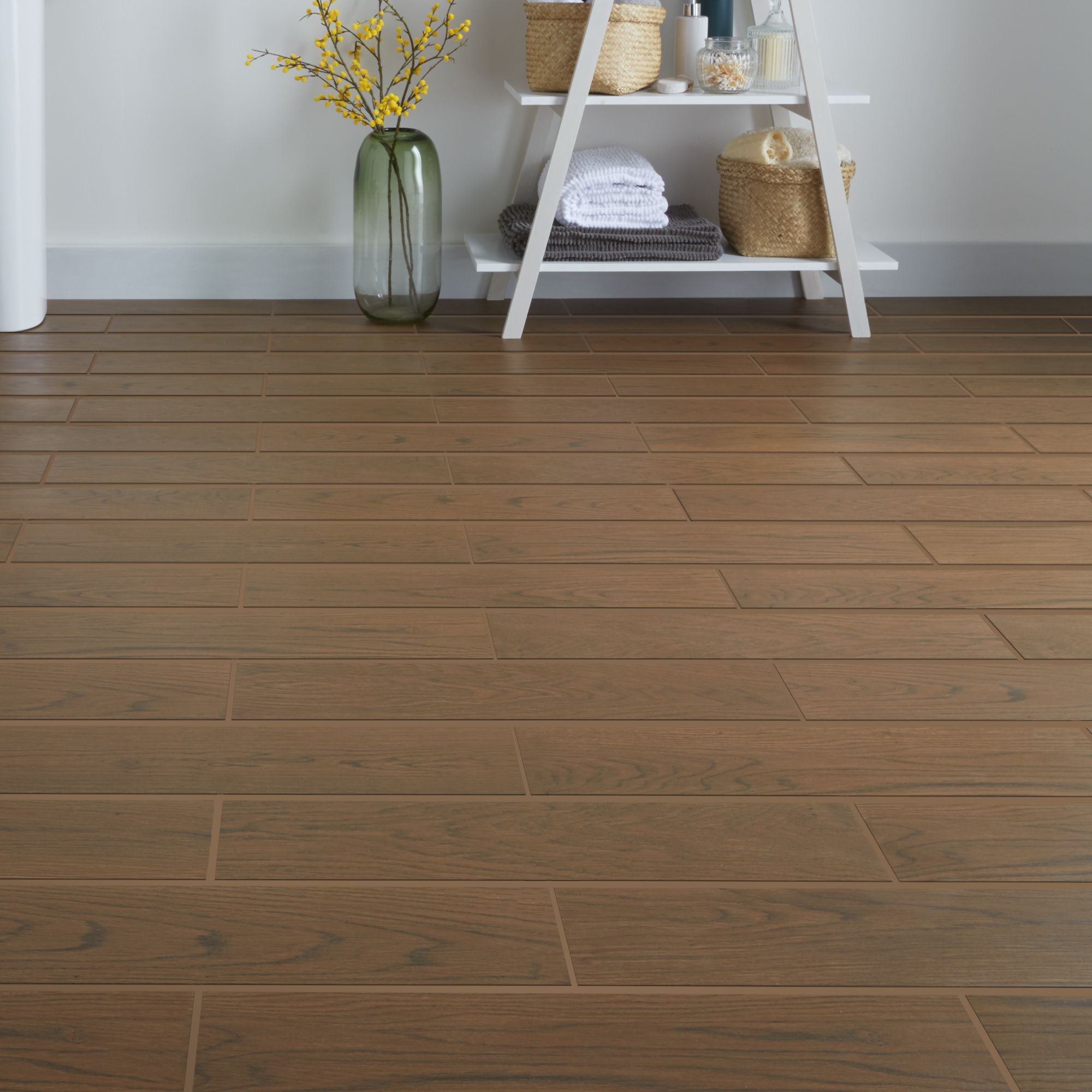 Colours Arrezo Brown Matt Wood effect Textured Porcelain Indoor Wall & floor Tile - 8
