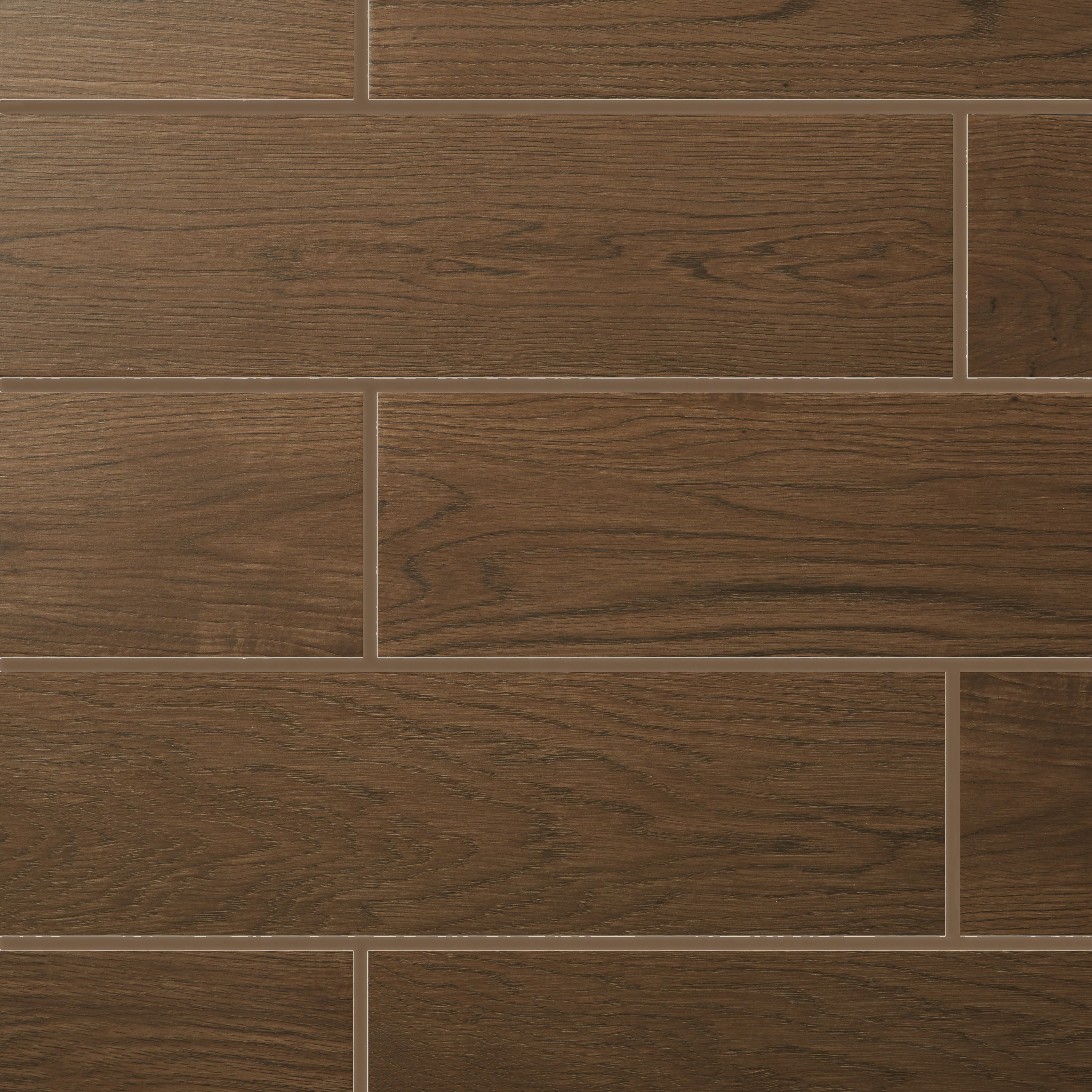 Colours Arrezo Brown Matt Wood effect Textured Porcelain Indoor