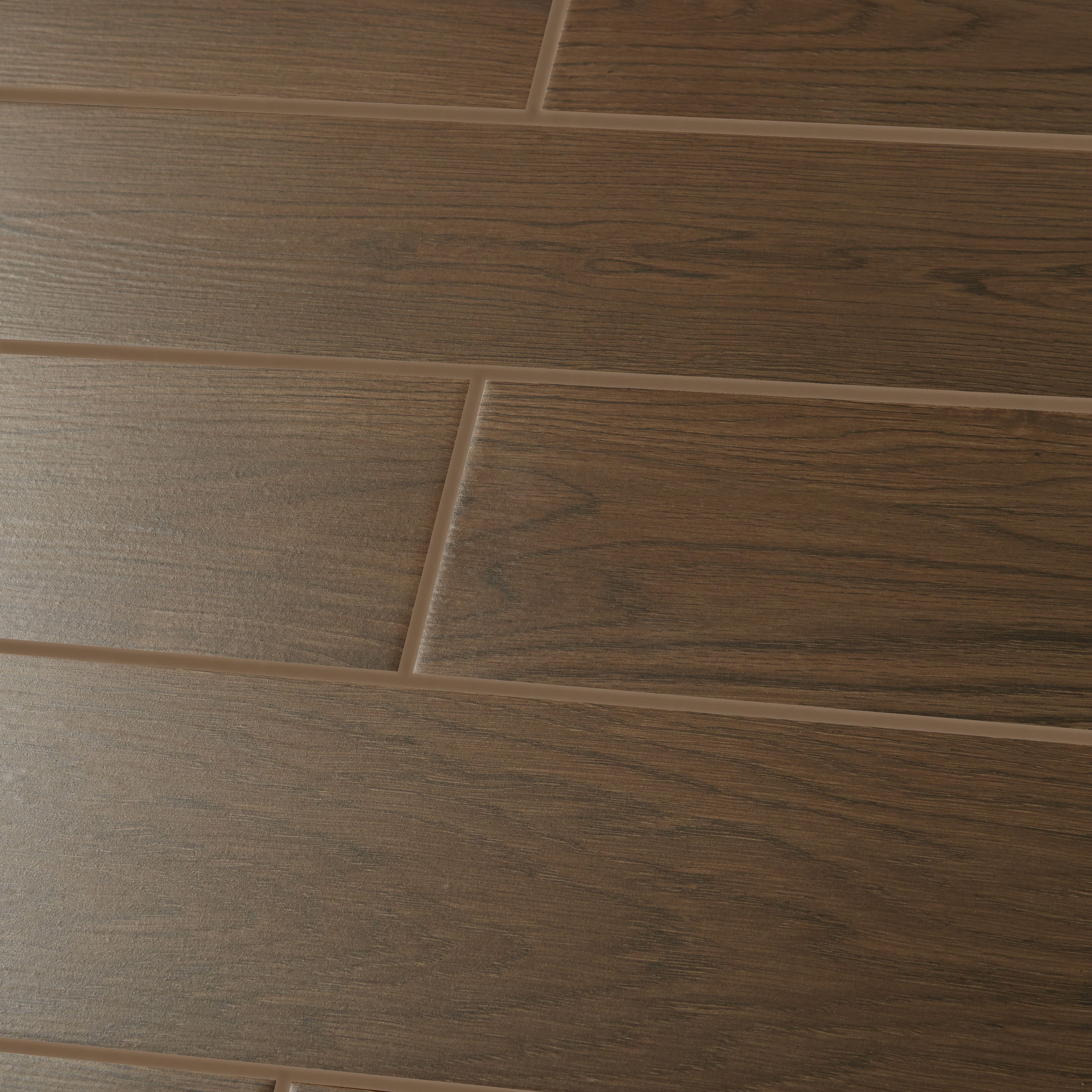 Colours Arrezo Brown Matt Wood effect Textured Porcelain Indoor Wall & floor Tile - 5