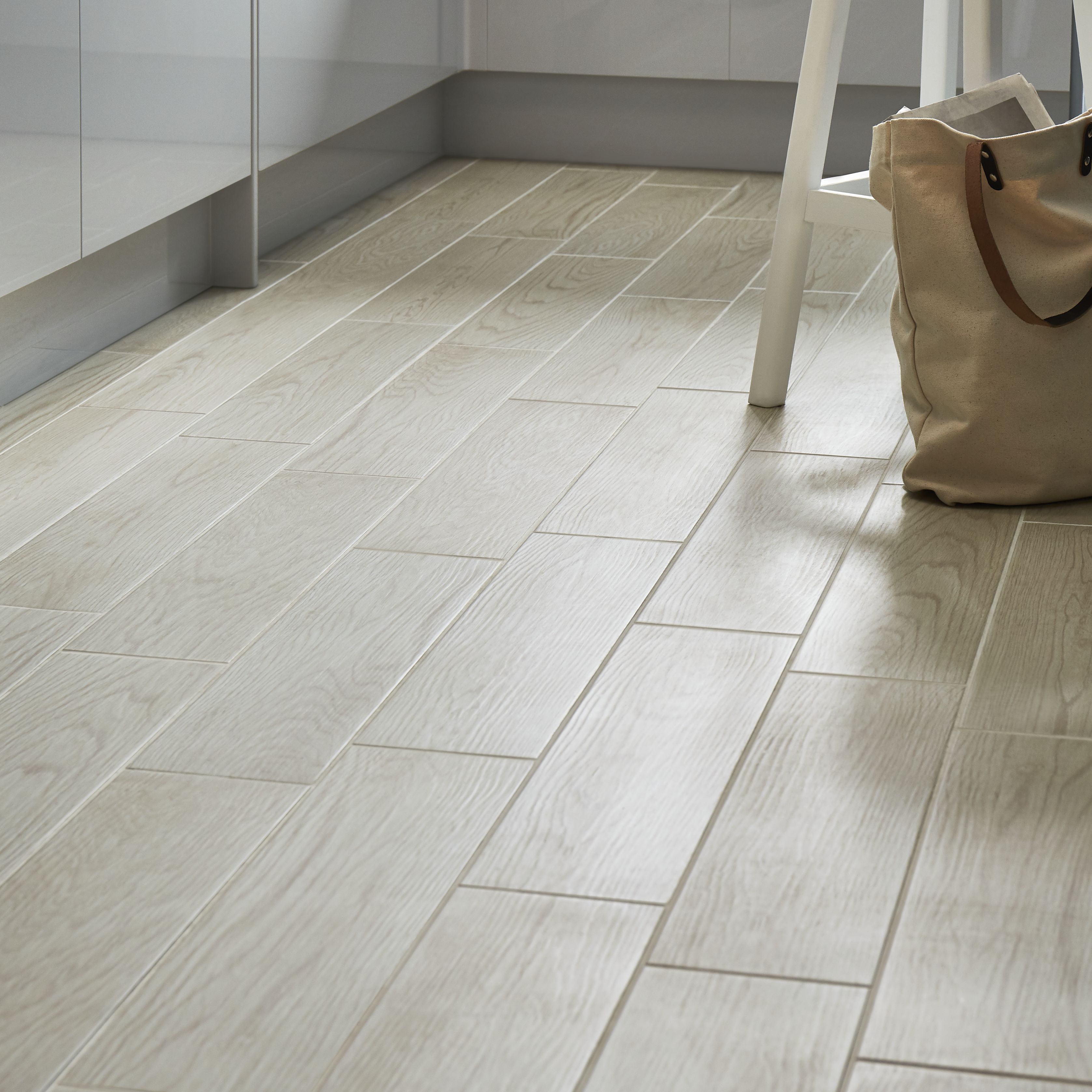 Colours Arrezo White Matt Wood effect Textured Porcelain Indoor