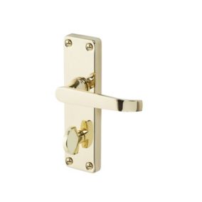 Colours Arsk Polished Brass effect Steel Straight Bathroom Door handle (L)101mm